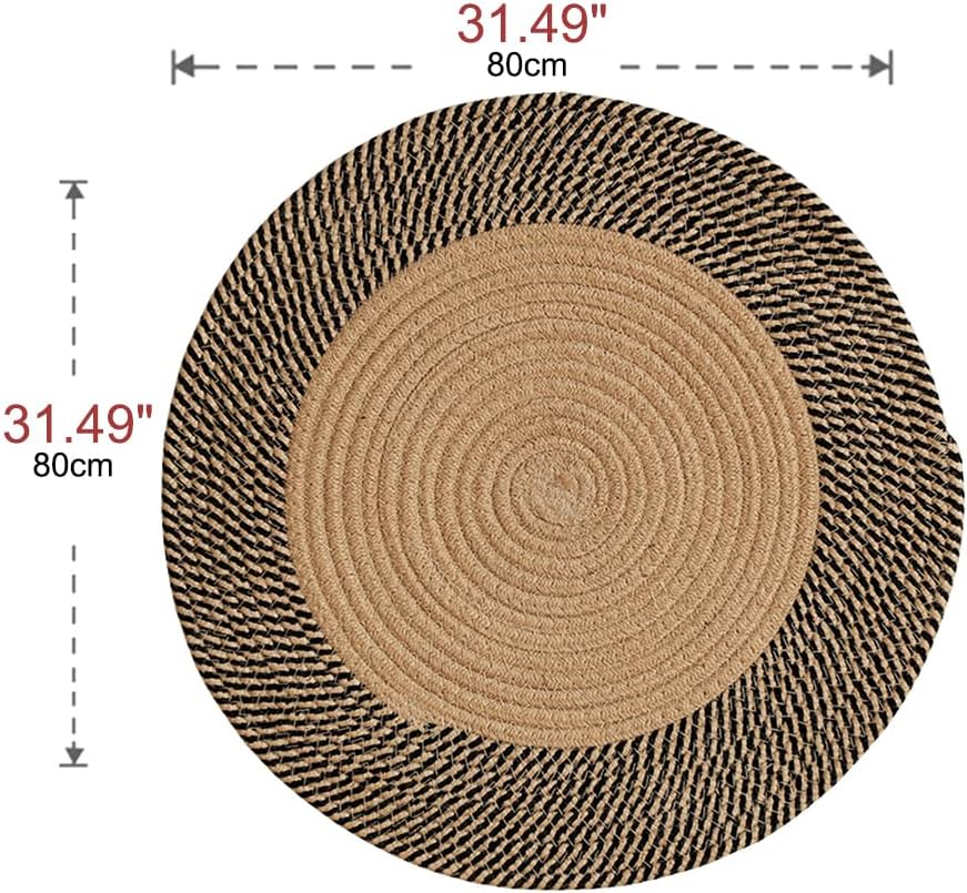 YZZY Woven Rug 31 Inch Braided Round Area Rugs for Farmhouse, Living Room, Kitchen, Entryway - Indoor & Outdoor