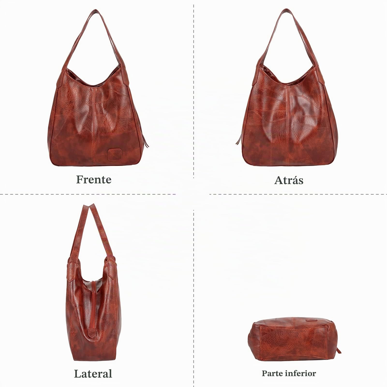 FANDARE Moda Bolsos Totes para Mujer Impermeable Shoppers y Bolsos de Hombro Bolso Bandolera PU Cuero Bolsos de Cubo para Viajes Compras Trabajo Citas