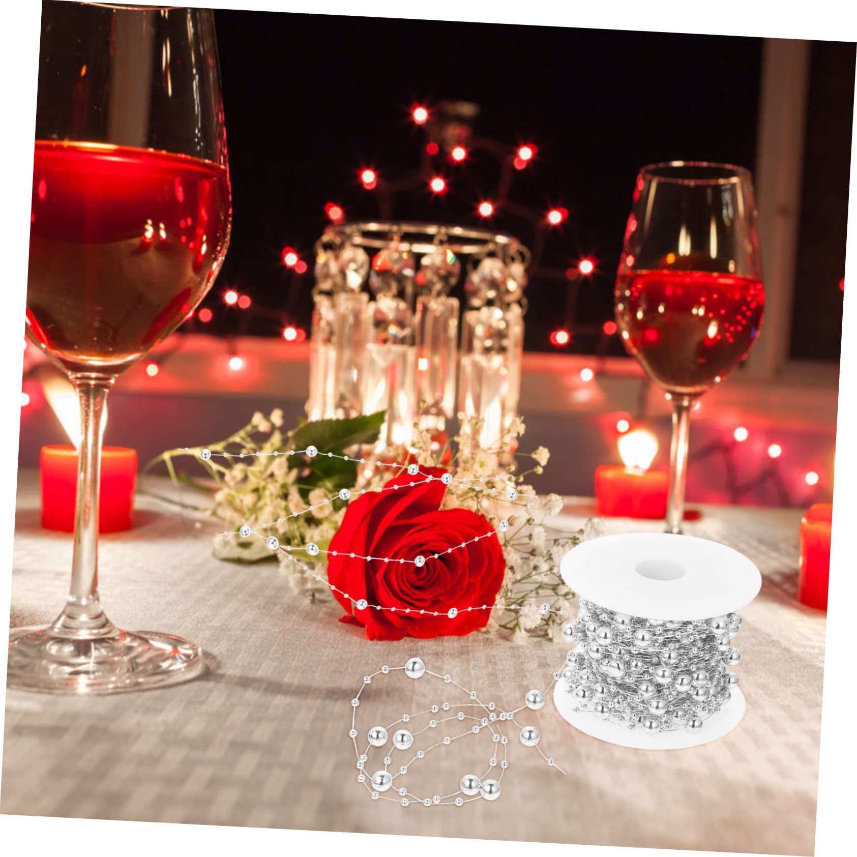 STOBOK 3 Rollen Perlenmaterial Weihnachtsfeier Silberne Girlande Hochzeitsschmuck Strassperlenkette Kette Aus Perlensträngen Kette Aus Kunstperlen Plastik Perlenanhänger Künstlich