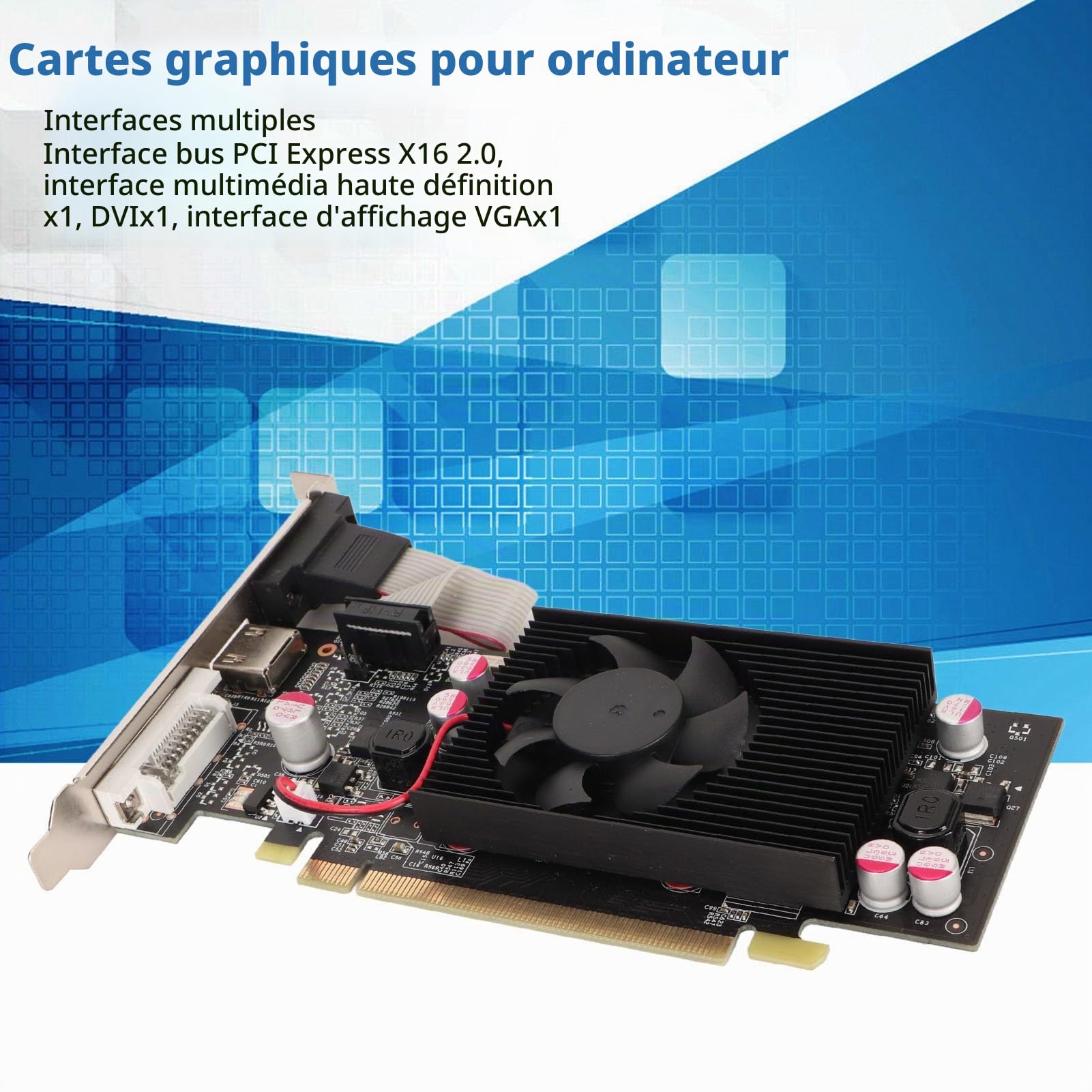 Carte Graphique, Carte Graphique GT210 1 Go DDR2 64 Bits Adaptée aux Jeux sur Ordinateur DirectX10.1, Prise en Charge de L'interface Multimédia PCI Express X16 2.0 DVI VGA HD