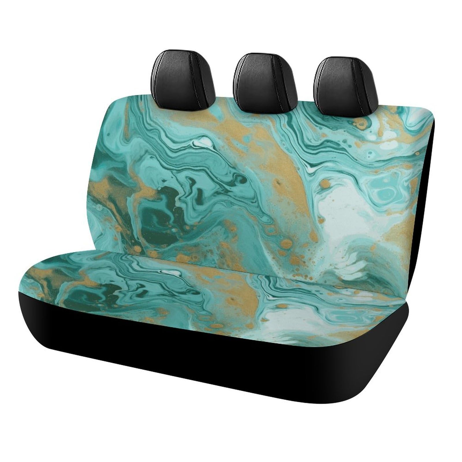 NWTRJ Teal and Gold Marble Car Back Seat Covers Soft Waterproof Cars Rear Bench Cushion Covers Dust and Scratch Proof Auto Backrest Protector Cover