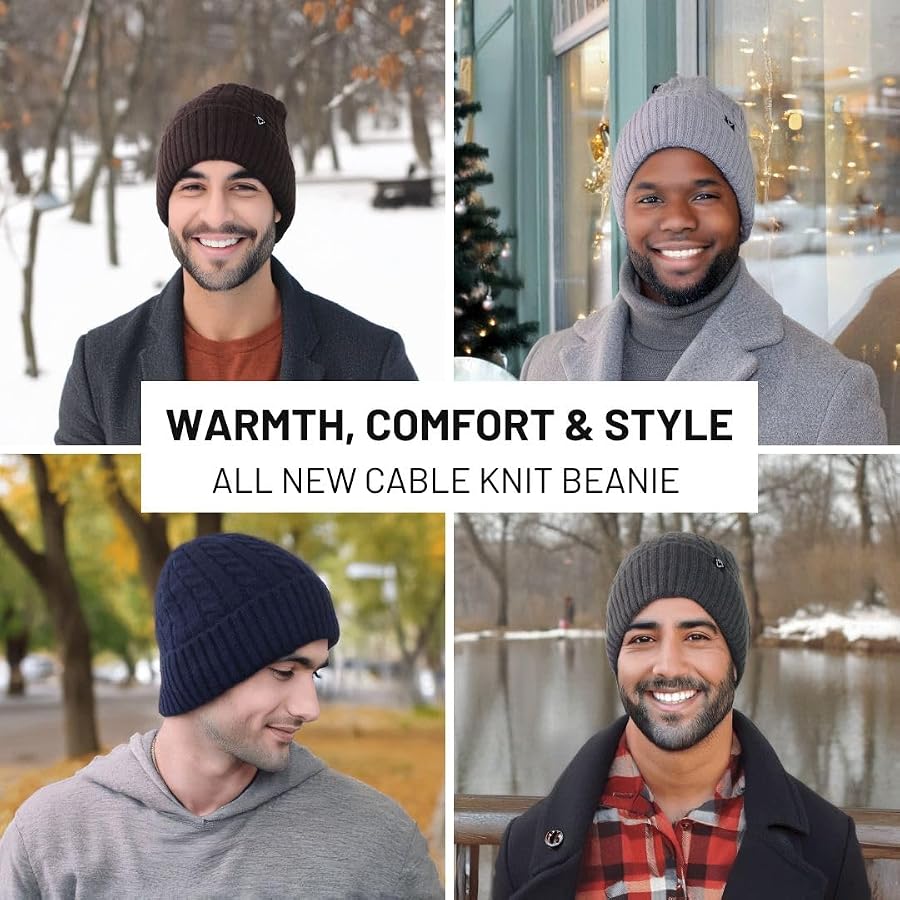 View 8 of Cable Knit Fleece Lined Beanie