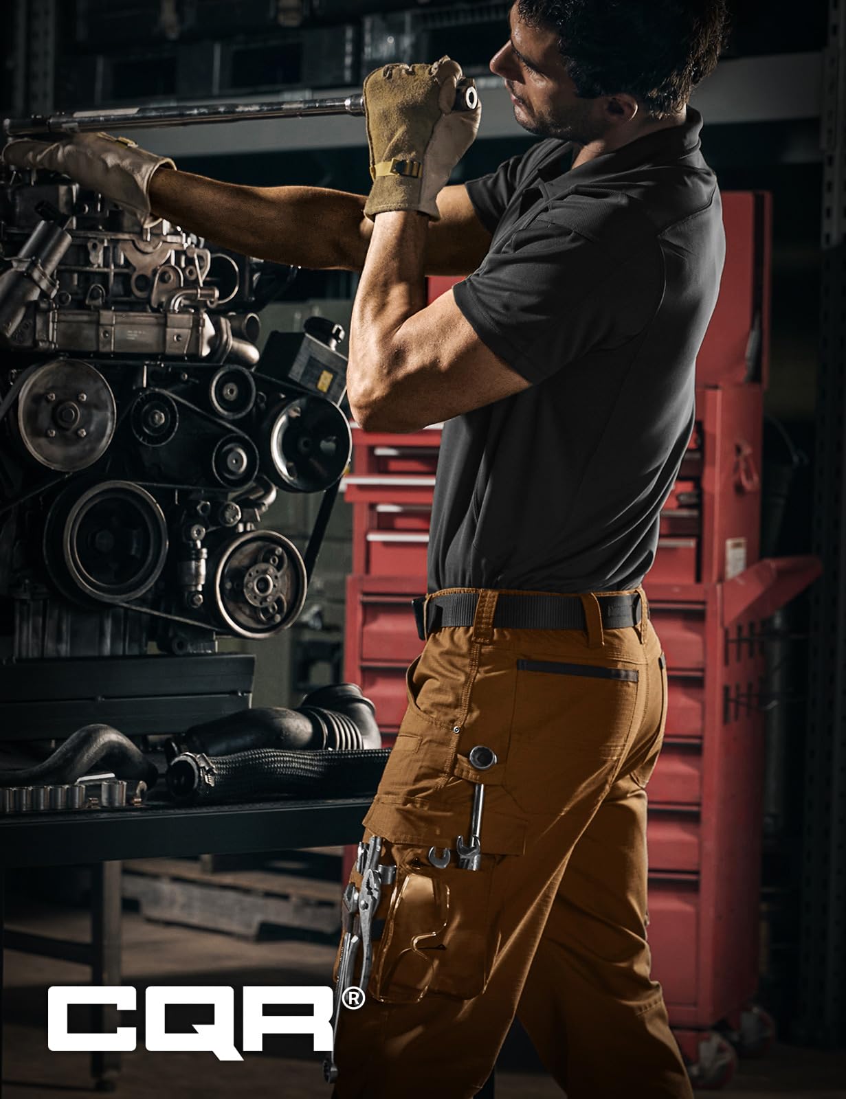 CQR Men's Quick Dry Work Pants, Water Resistant Outdoor Tactical Pants, Lightweight Stretch Cargo Hiking Pants — view 3