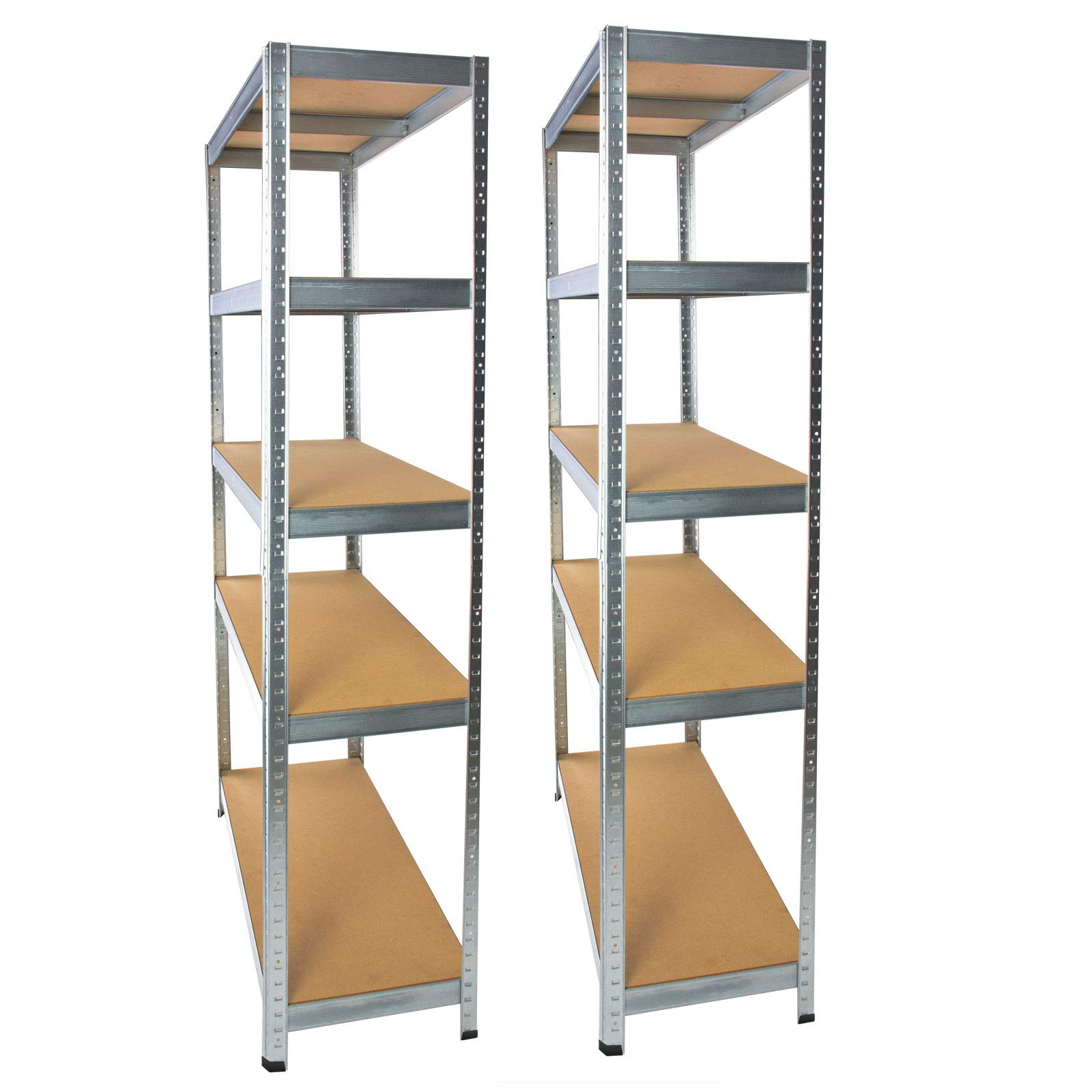 DEMA 2 x Schwerlastregal Steckregal Metallregal Kellerregal Werkstattregal mit 5 MDF Böden 40x90x180 cm je 875 kg