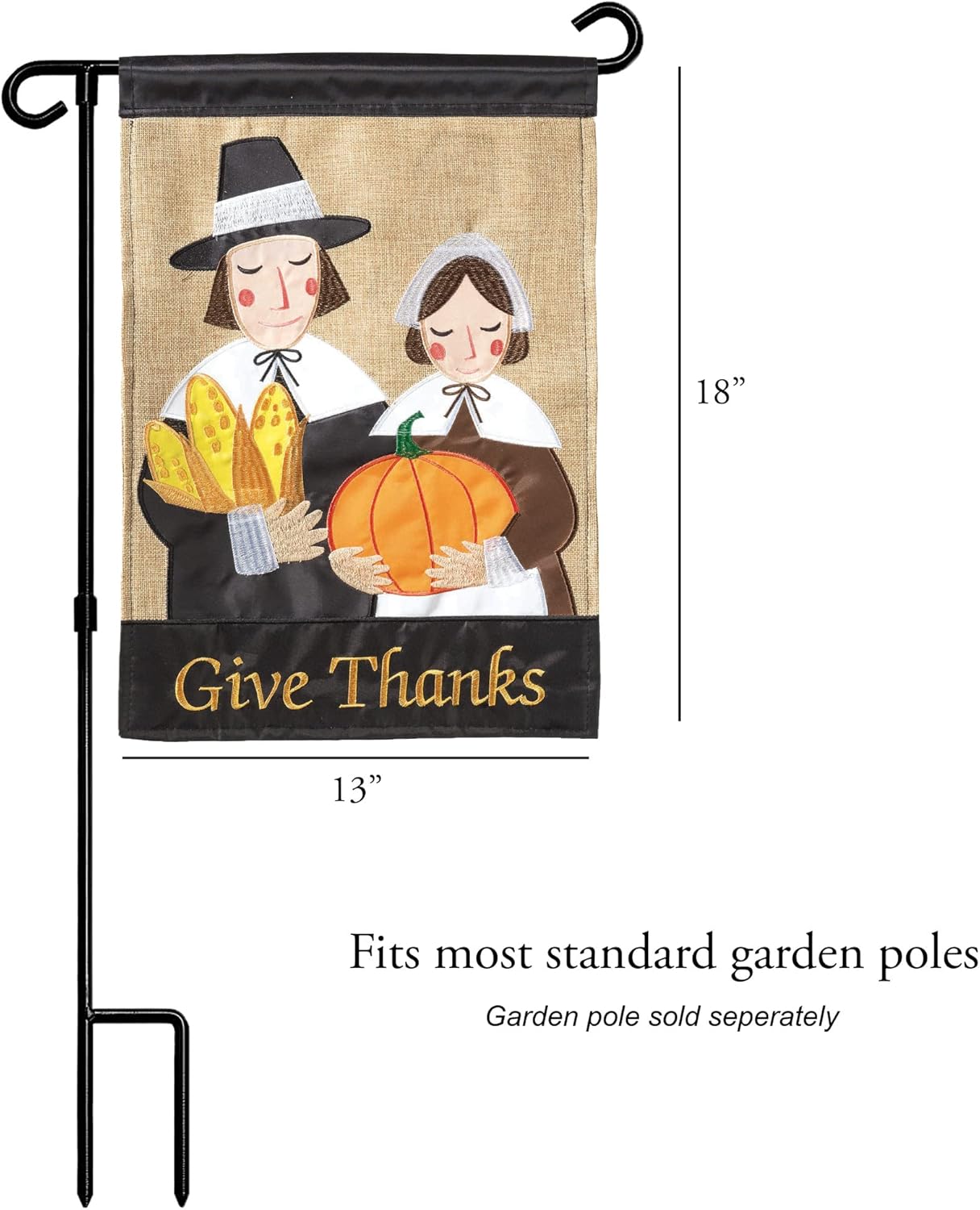 Magnolia Garden Pilgrims Give Thanks Mayflower 13 x 18 Small Double Applique Outdoor Harvest House Flag