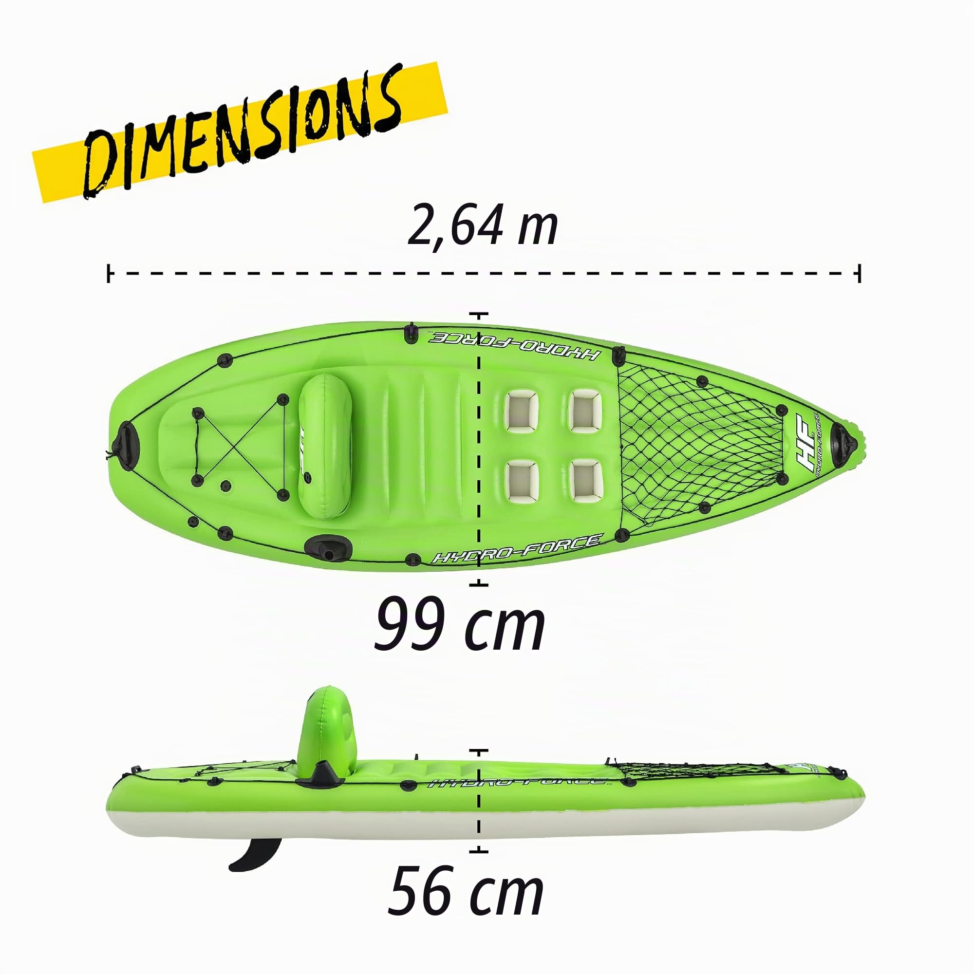 Bestway Koracle Hydro-Force Kayak Gonflable | Ensemble Complet pour la pêche avec Pompe à Main, pagaie et Sac de Rangement, capacité 1 Personne, Plusieurs Styles