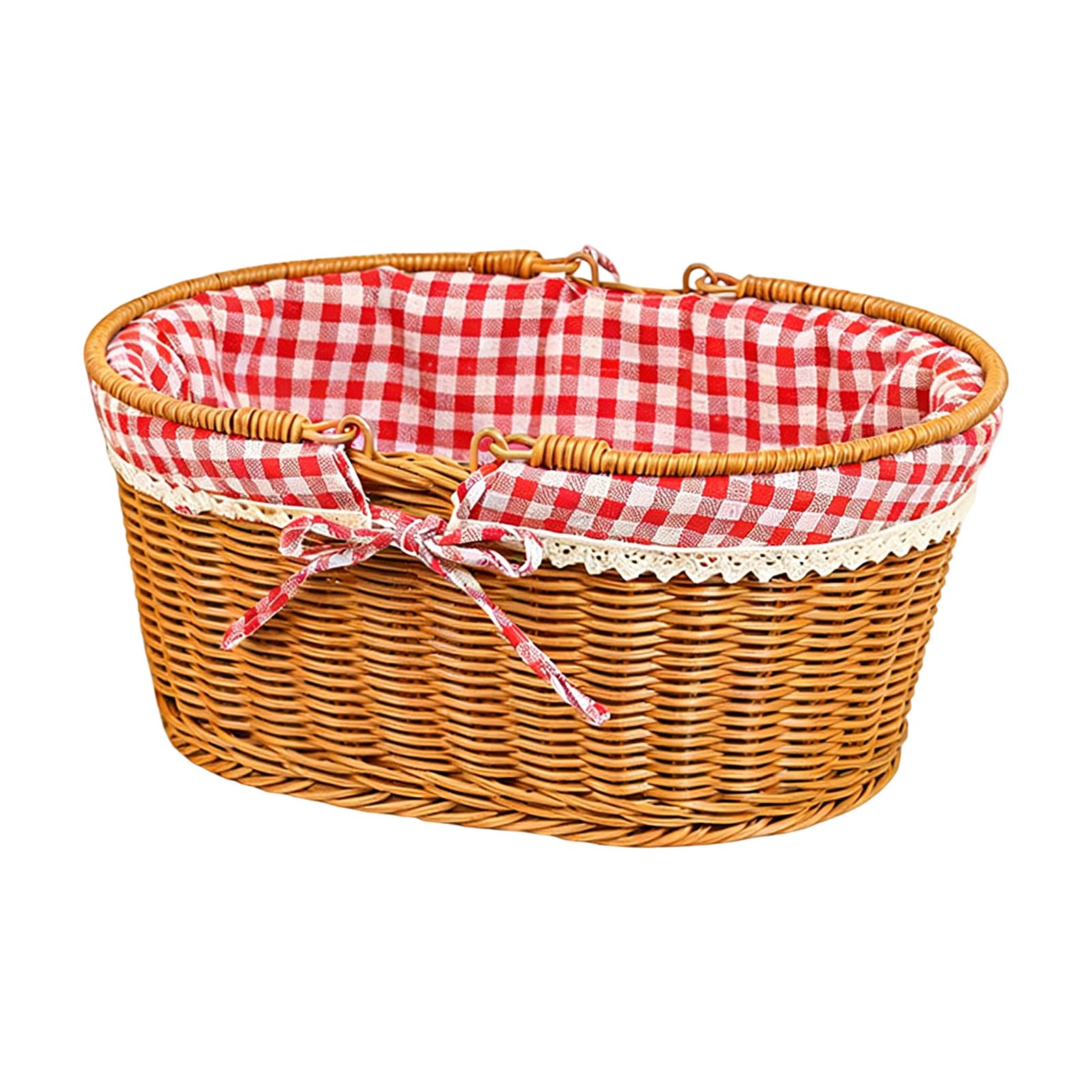 Harvest Basket with Reinforced Handle Woven for Camping Grocery Shopping and Home Decoration Interlaced Outdoor Meal
