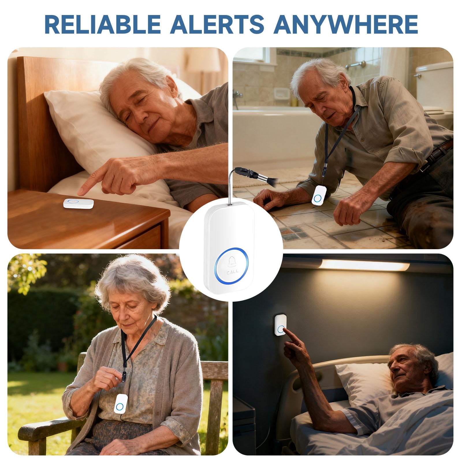 Emergency Button for Elderly & Senior Alert Pager – Home Intercom with SOS Button, Emergency Watch for Seniors, Telecare System & Fall Alarm for Older Adults (Sos Button)