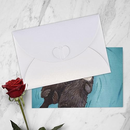 Miniatura 7 de VACSAX Tarjetas de felicitación con sobres, nutrias tomadas de la mano, papel nacarado, tarjetas divertidas de cumpleaños, tarjetas de Navidad de 4