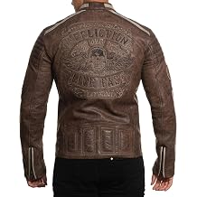 Affliction Mens Leather Jacket Black Skull