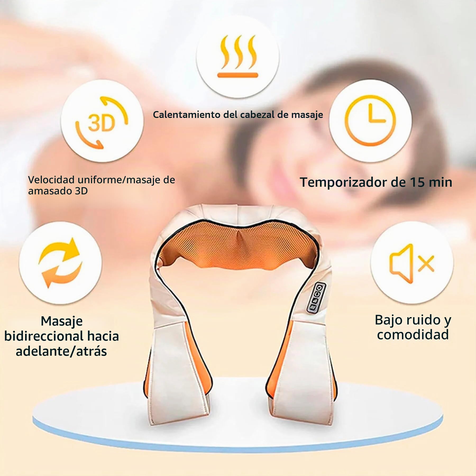 Masajeador Eléctrico Shiatsu Con Calefacción Para Cuello, Espalda, Piernas y Hombros | Alivia El Dolor Muscular Corporal | Intensidad Ajustable