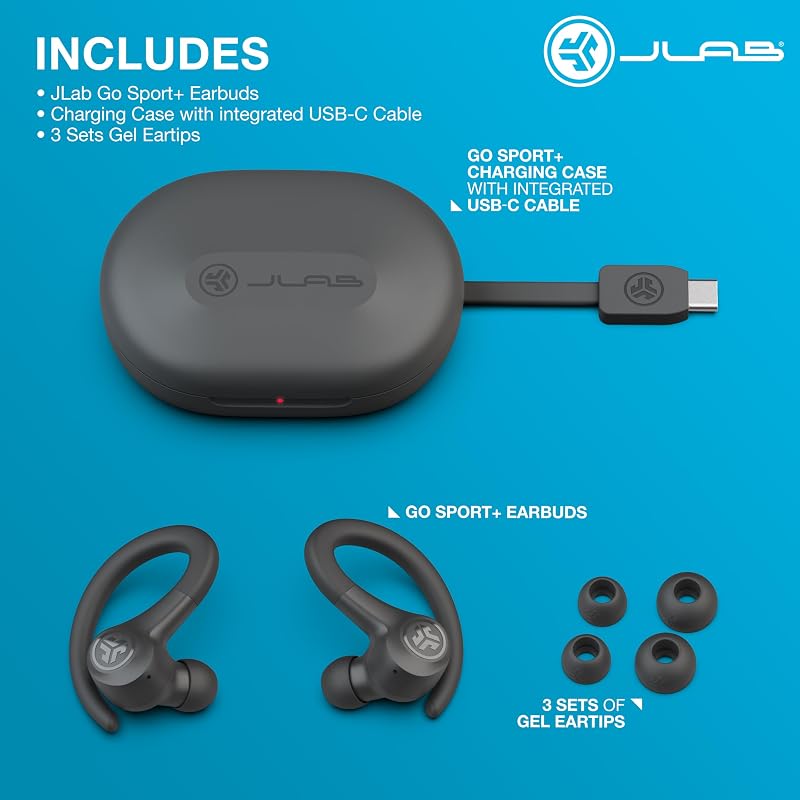 JLab, Go Sport+, True Wireless Workout Earbuds, Bluetooth Sport Earbuds, Clear Calling, Graphite image 4