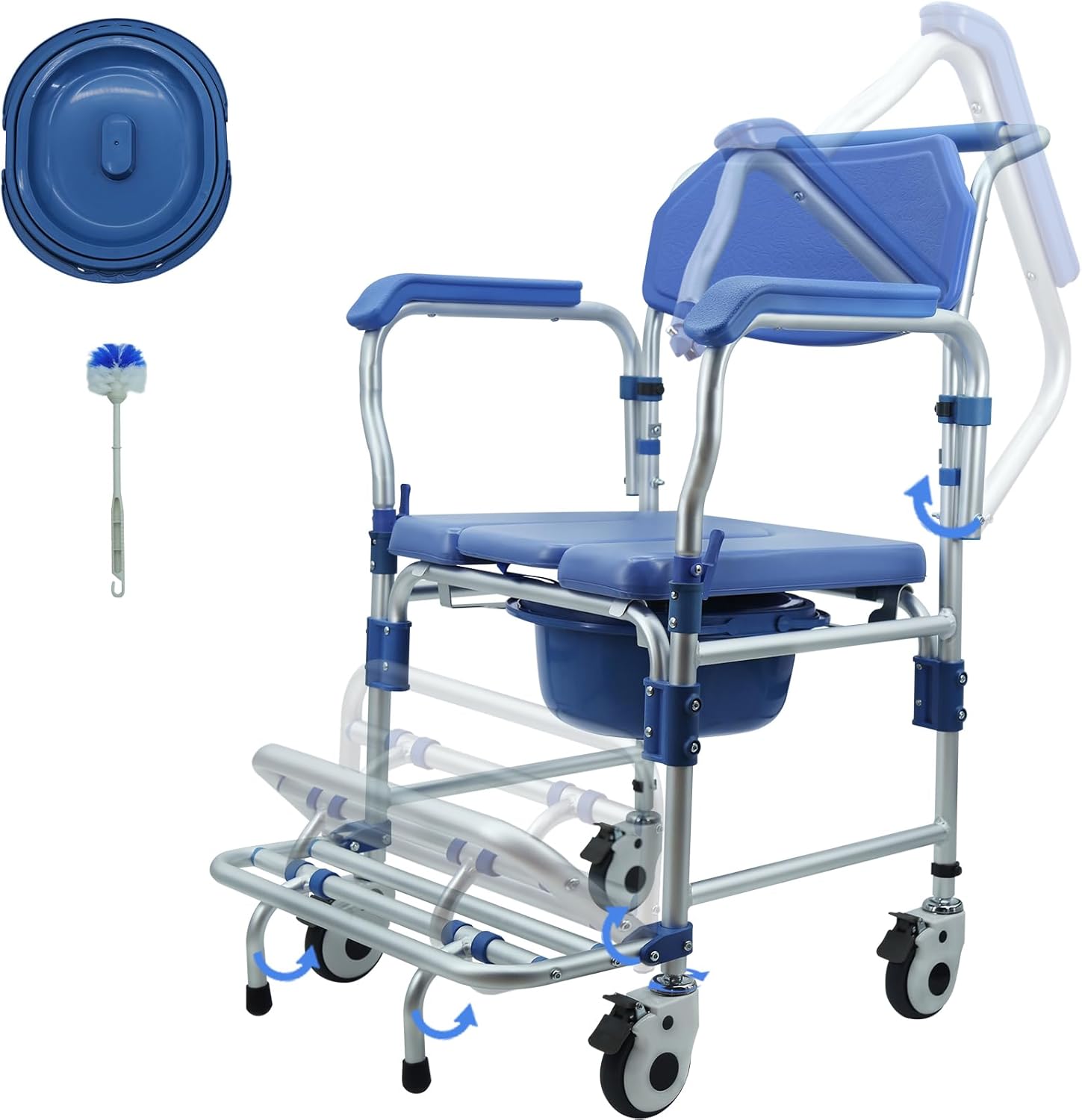 Shower Chair with Wheels, Upgraded Rolling Shower Chair