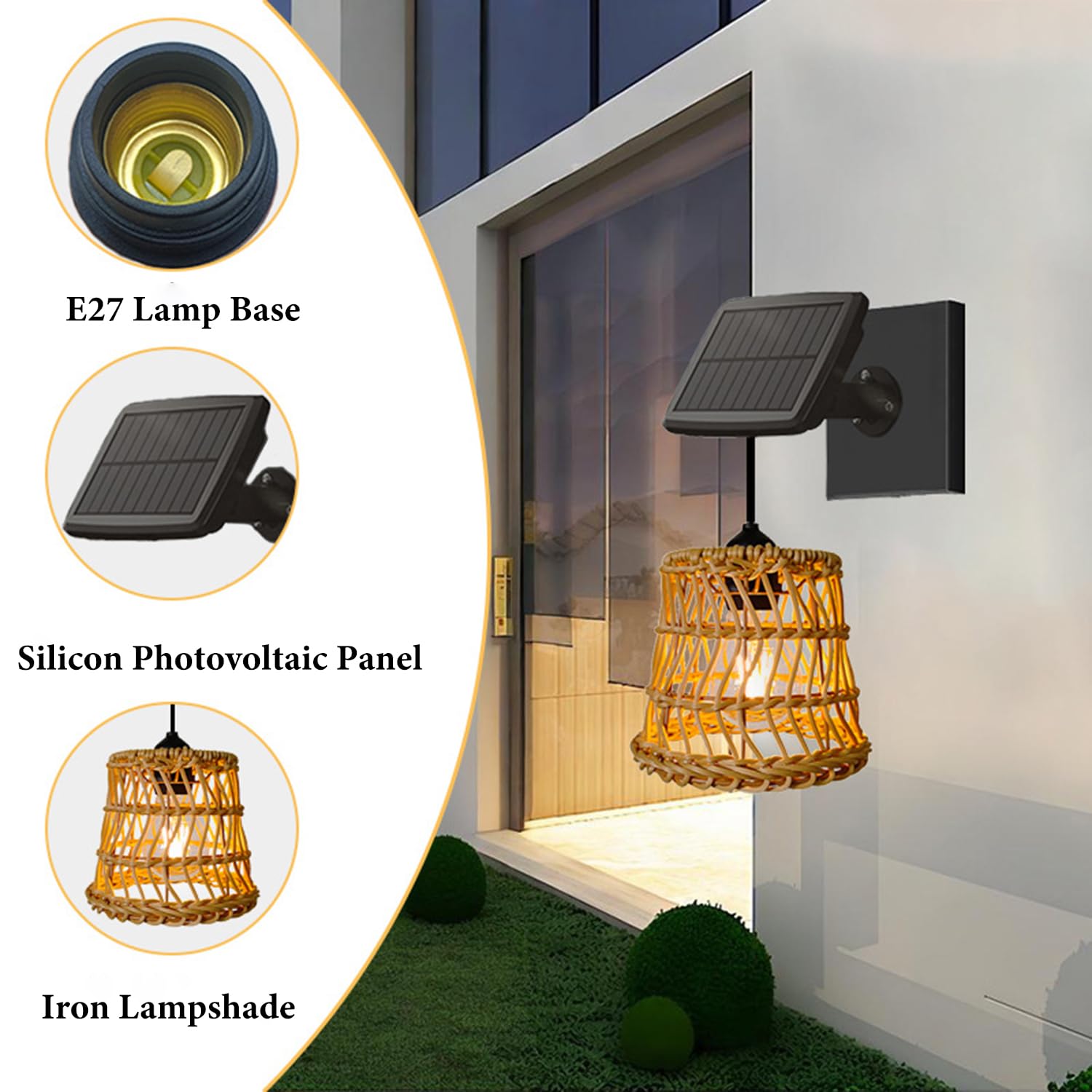 OOWOKS Solarlampen für Außen mit Bewegungsmelder 2 Stück Hängend Wandleuchte Außen mit 4 Modi IP44 Wasserdicht Vintage Hängelampe ohne Strom mit Solarpanel 3000K für Balkon Garten Terrasse