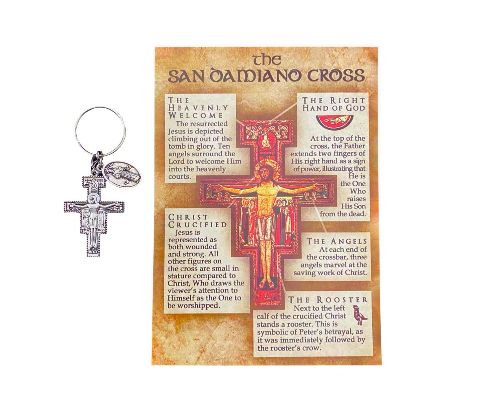 San Damiano Key Chain with St. Francis Medal and 5x7 Explanation Card