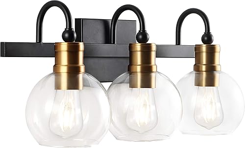 JONATHAN Y JYL3528A Marais 21.5" 3 luces de hierro  vidrio rústico vintage LED de vanidad industrial bohemio 2700K LED 4W bombillas entrada