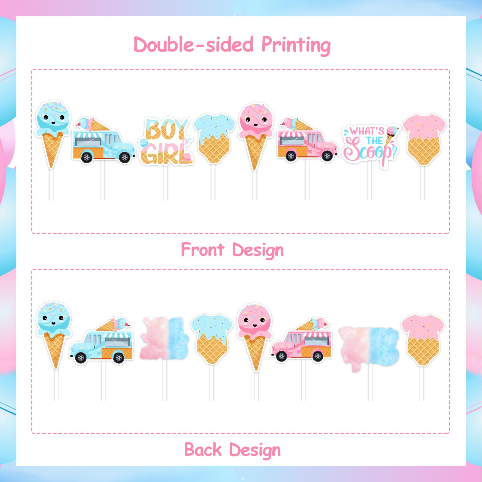 Gender Reveal Cupcake Topper, Hawwwy, 32 Unidades, Revelación De Género