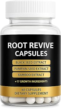 Root Revive Capsules - Hair Growth Capsules for Black Women, With Black Seed Extract, Biotin, Bamboo Extract and Saw Palmetto, Support New Hair Growth, Nourish & Strengthen Hair Strands, 60 Ct