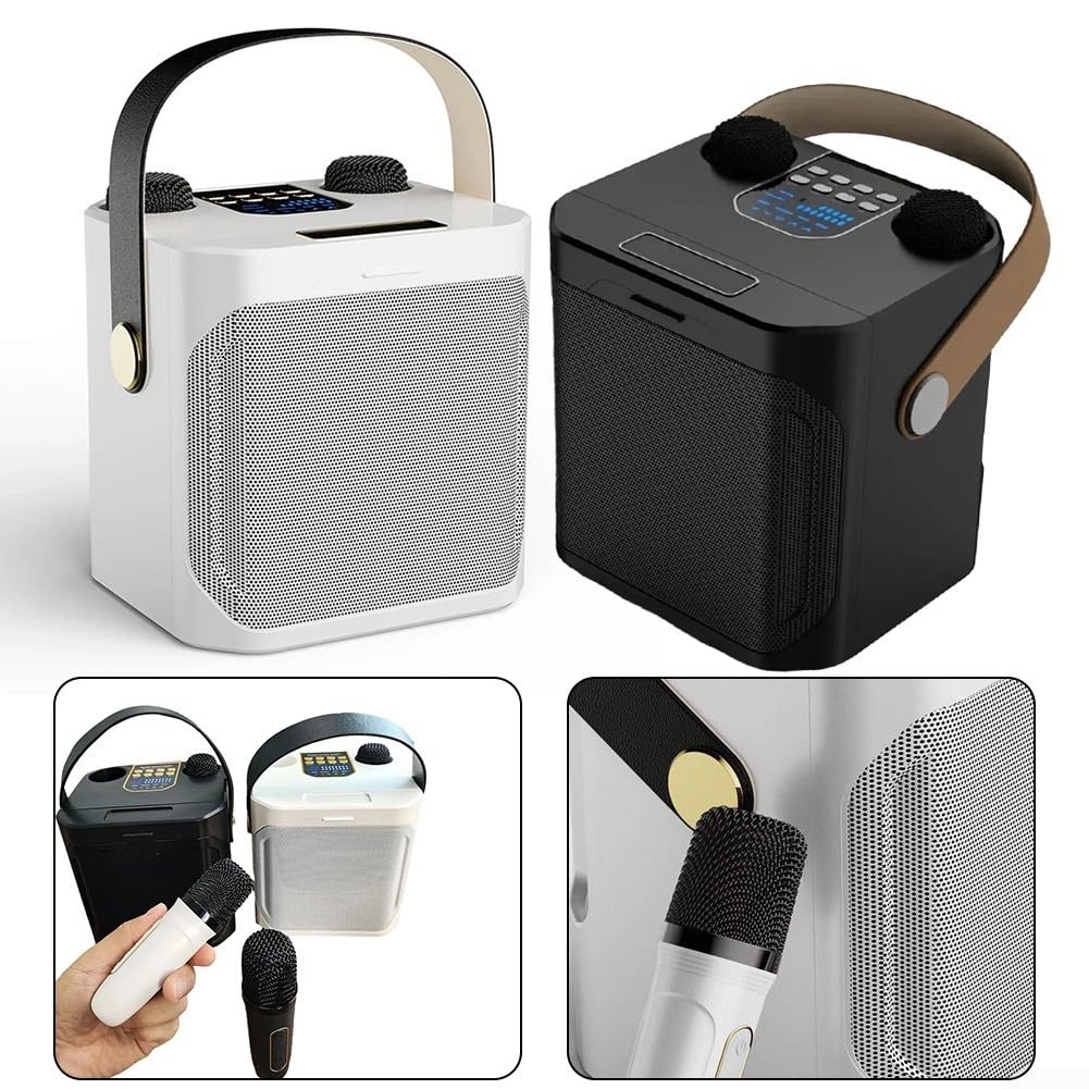 Enceinte de fête en plastique avec microphone sans fil 25 cm (noir)