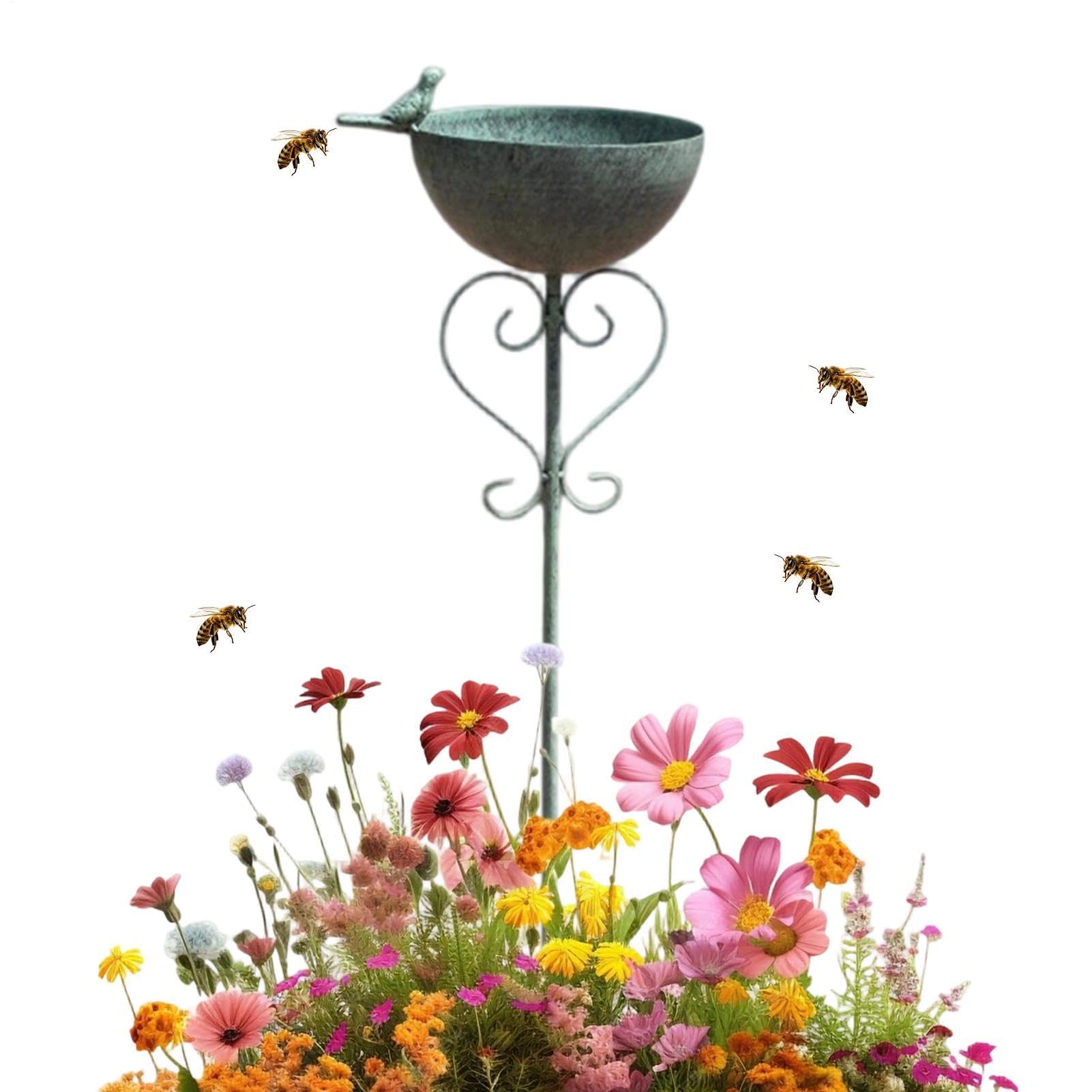 Baño para pájaros de metal que evita el óxido en la decoración exterior del jardín