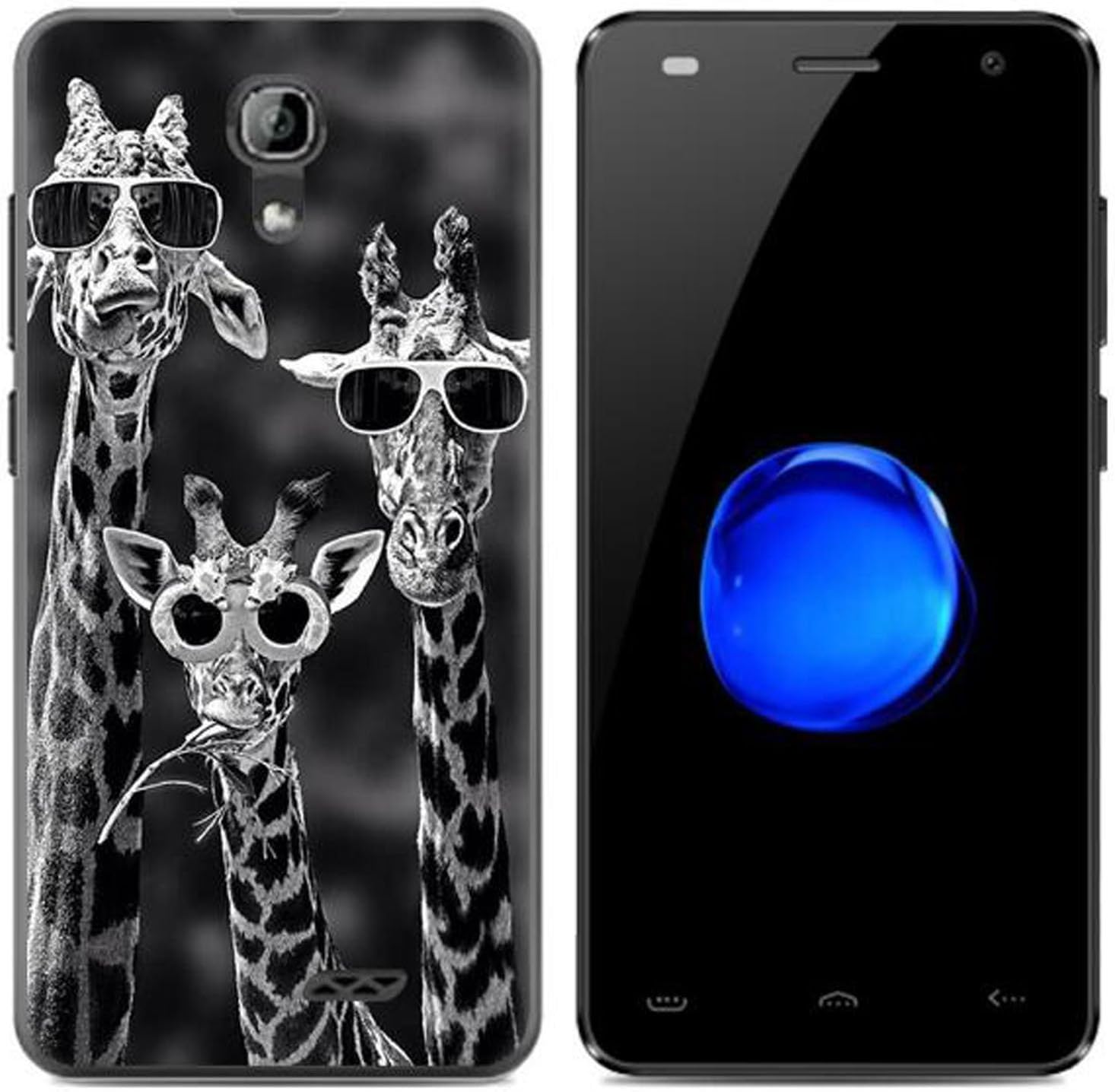 Yrlehoo Para Homtom HT26, Cuero Funda de Silicona Suave para Homtom HT26 Protectora Cover Case, Jirafa