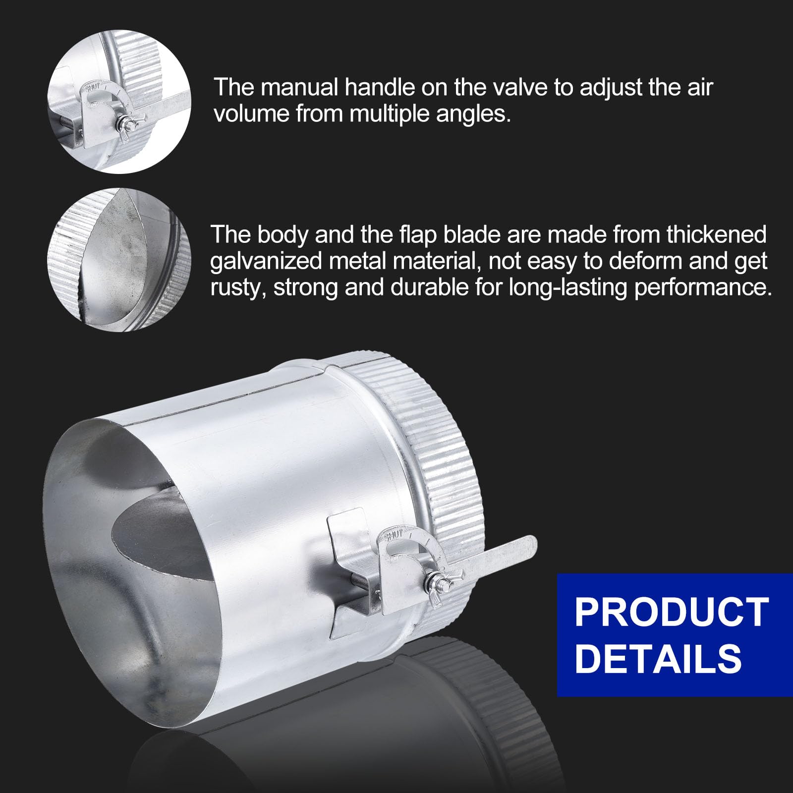 PATIKIL Backdraft Damper with Sleeve, 6 Inch, Airflow Ducting Volume Branch Vent Air Control Valve - Image 3