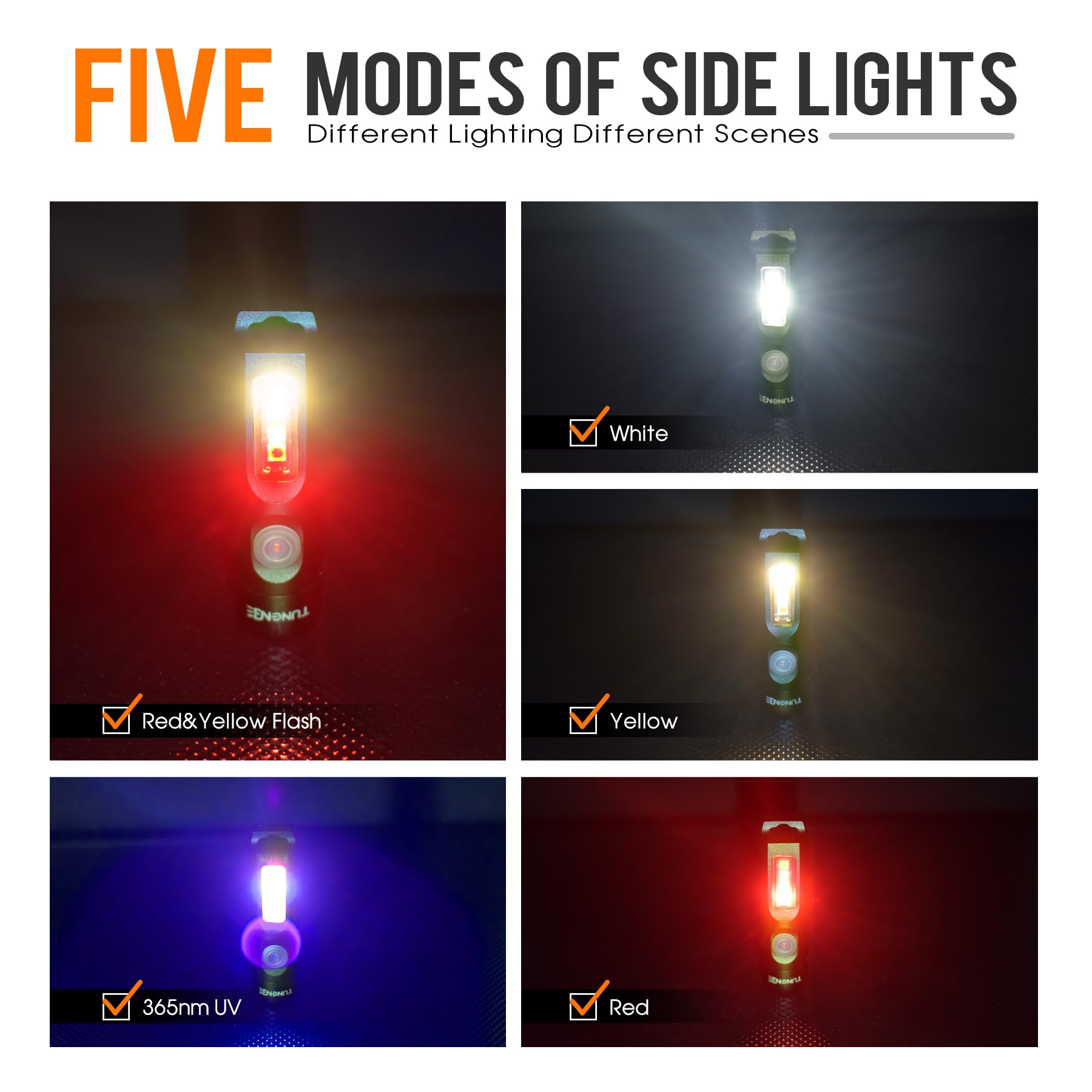 S15Pro Lampe de poche porte-clés rechargeable, 750 lumens haute luminosité, lampe de poche EDC avec clip, mini lumière COB multifonction et 365 nmUV - 11 modes d'éclairage, aimant arrière