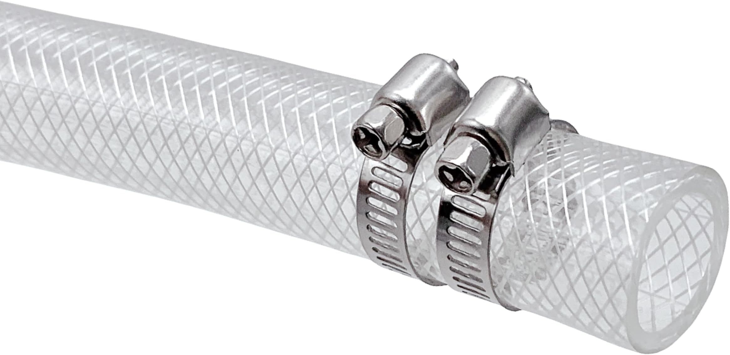1/2" ID x 3/4" OD - 10 Ft High Pressure Braided Clear PVC Vinyl Tubing Flexible Tube, Heavy Duty Reinforced Hose Tubing