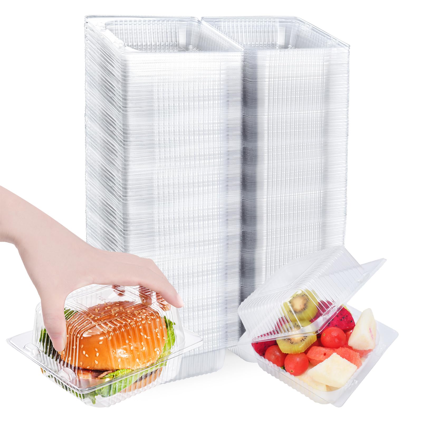 300 Pcs Heavy Duty Plastic Clear Clamshell Food Containers with Lids