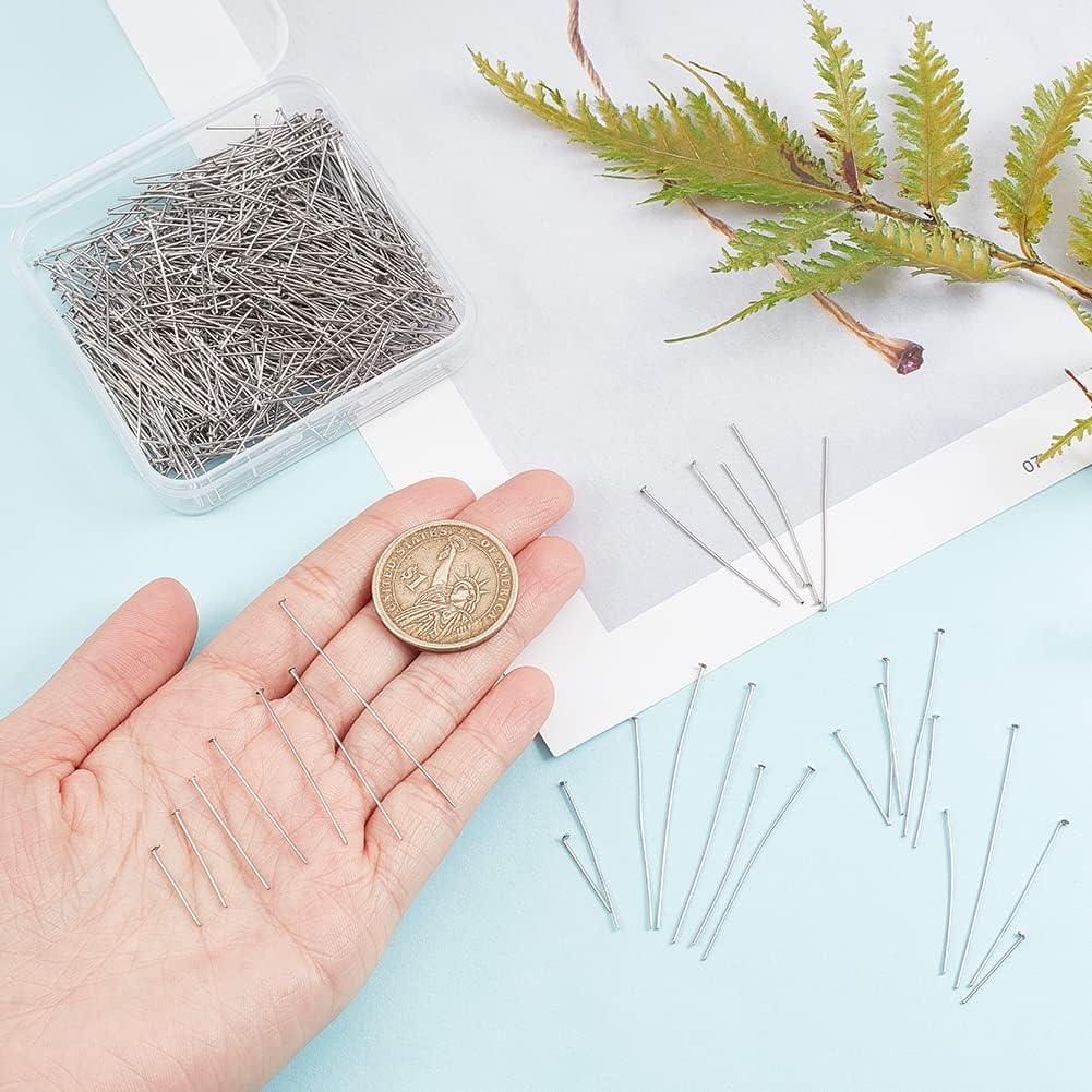 PH PandaHall 700 Pcs 304 Stainless Steel Flat Head Pins Findings 7 Styles Jewelry Making Pin 3/5 2 Inch Length 23 Gauge for Earring Jewelry Craft Making