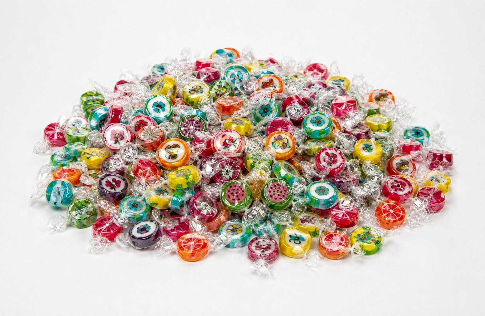 Bonbons fruités 1kg, bonbons durs aromatisés, fabriqués à la main dans des designs uniques, grande boîte de bonbons d'un petit producteur familial