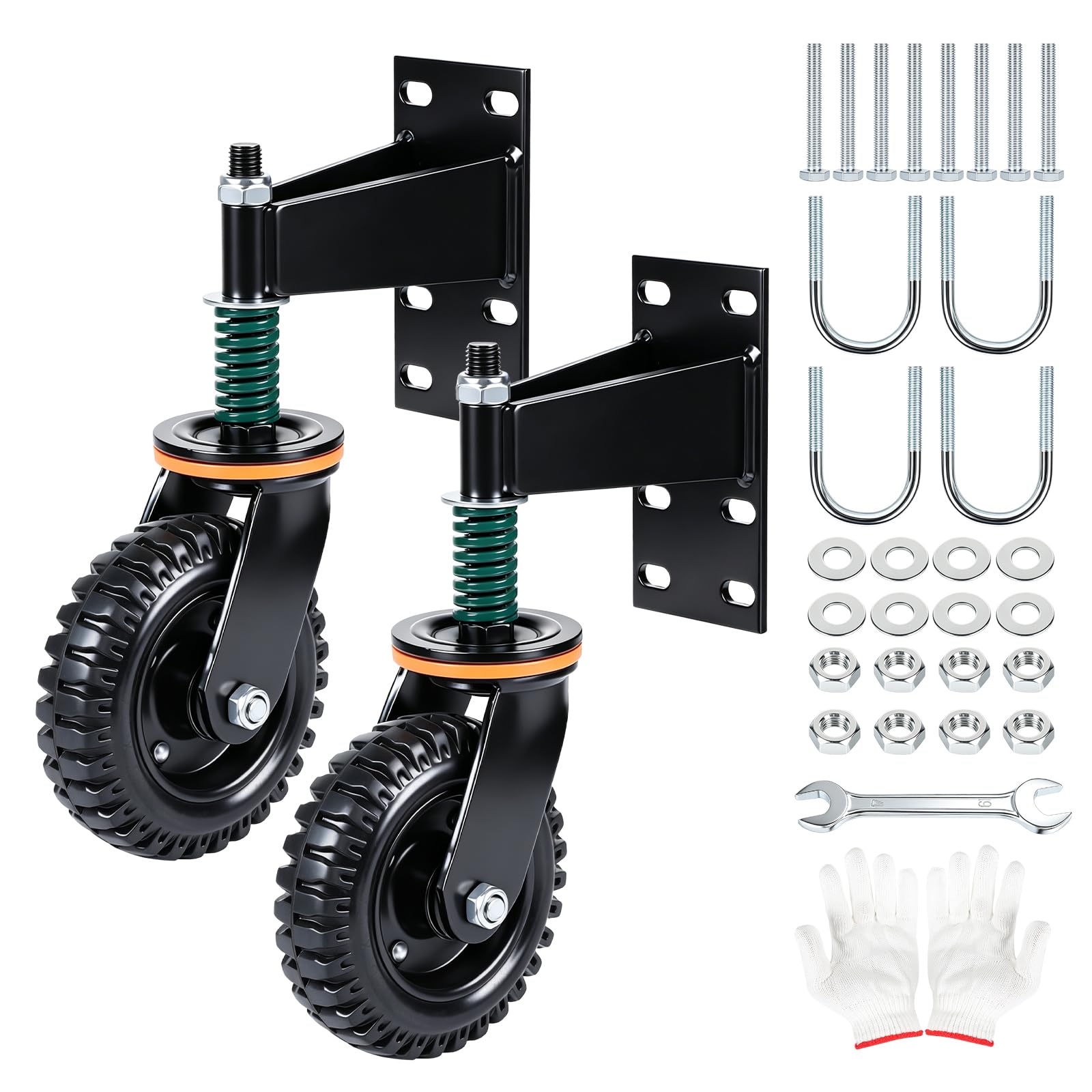 CPROSP 2PCS Rueda de Puerta 15 cm con Muelle Amortiguador, Capacidad 230 Kg | Especificaciones: 2PCS Rueda de Puerta 15 cm con Muelle Amortiguador, Capacidad 230 Kg