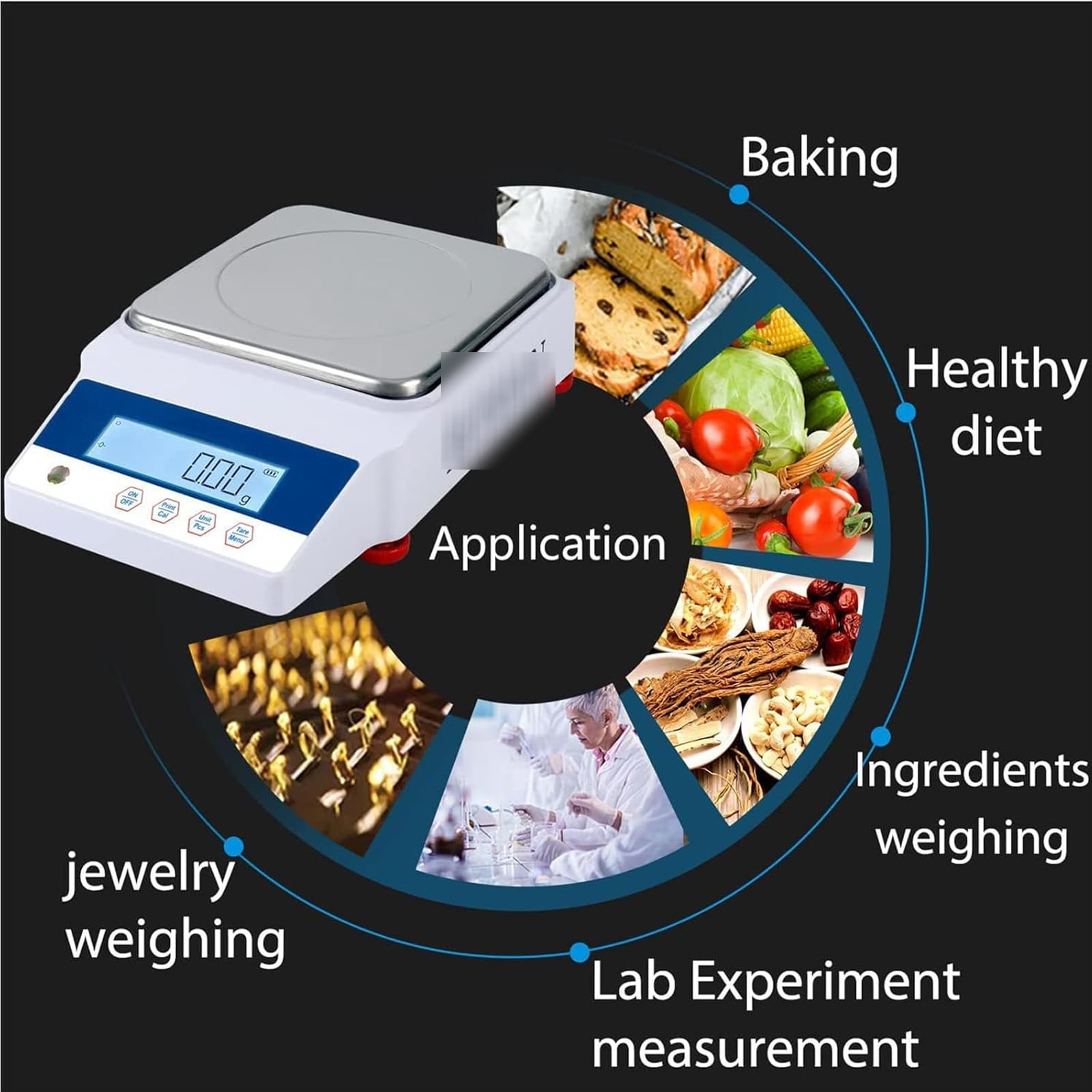 Balanza analítica de precisión de 6 kg/0,1 g, electrónica, científica, calibrada en centigramos | para química, joyería