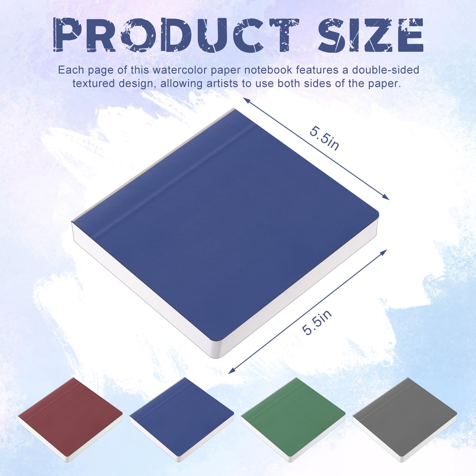 Tenceur 4 mini quaderni ad acquerello, 14 x 14 cm, portatile, 120 fogli, 240 pagine, piccoli quaderni quadrati per schizzi ad acquerello, diari di viaggio, forniture artistiche per media misti (Serene
