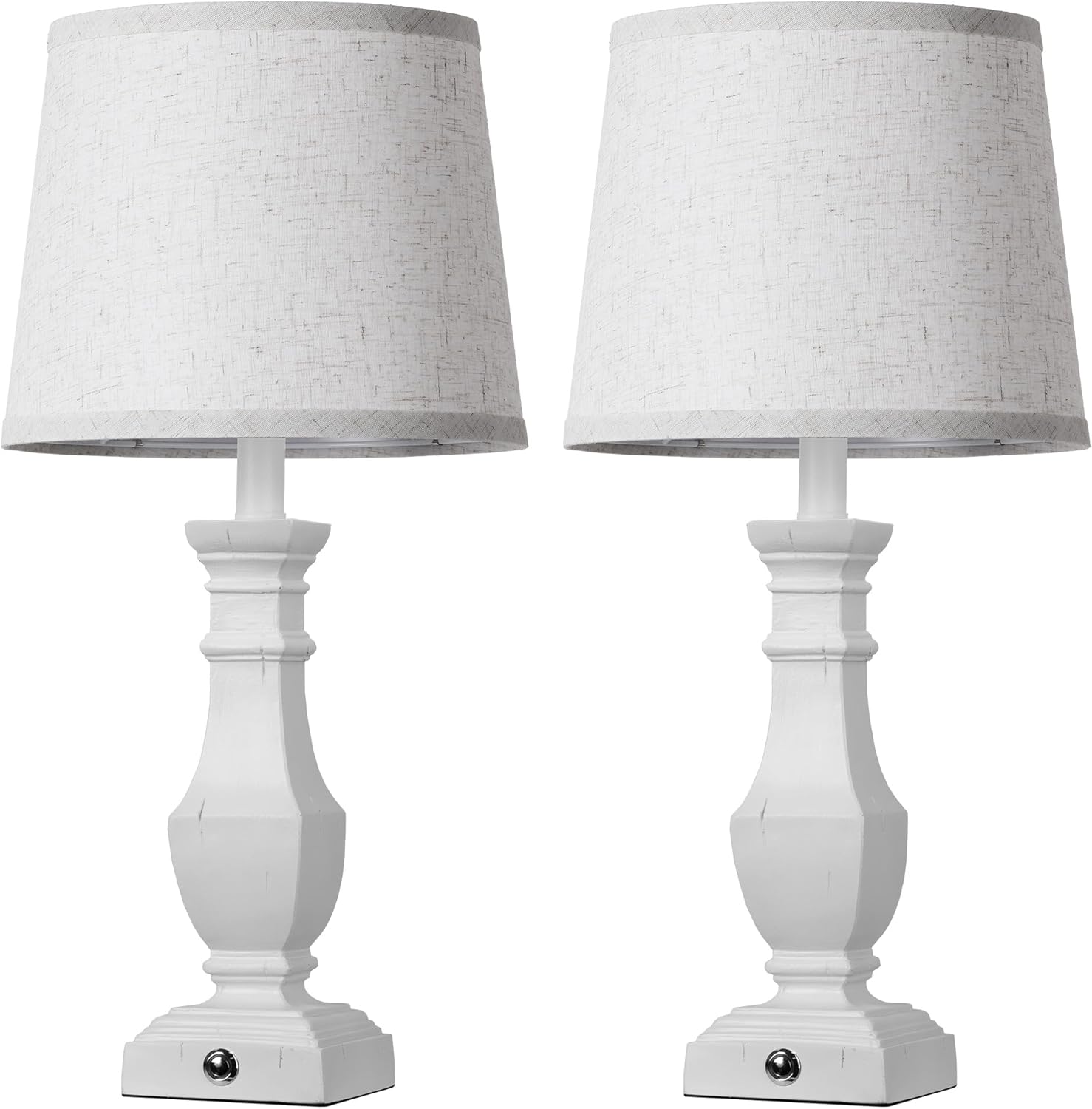 ROTTOGOON Dimmable Table Lamps Set of 2, Rustic Farmhouse Table Lamps for Living Room Bedroom, Bedside Desk Lamps for end Tables, Touch Lamps for nightstand, 9W Bulbs Included, 22", White