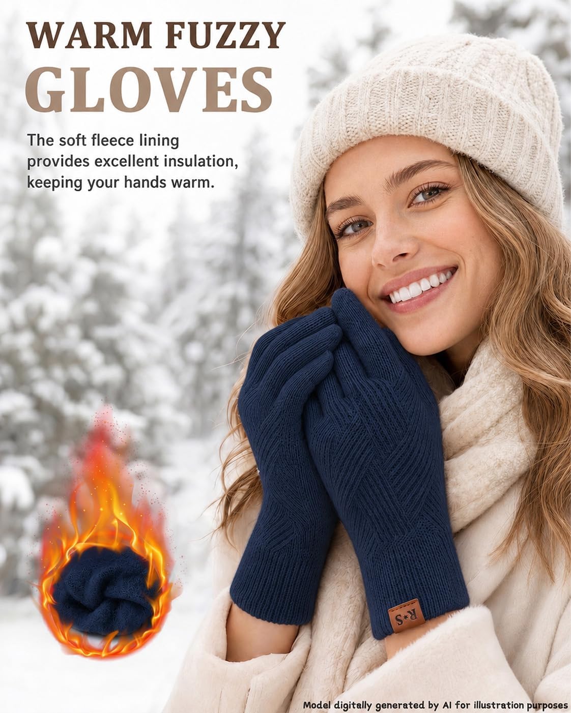 REACH STAR Winter Gloves for Women Touch Screen Thermal Lining Warm Gloves Cold Weather Christmas Gifts image 3