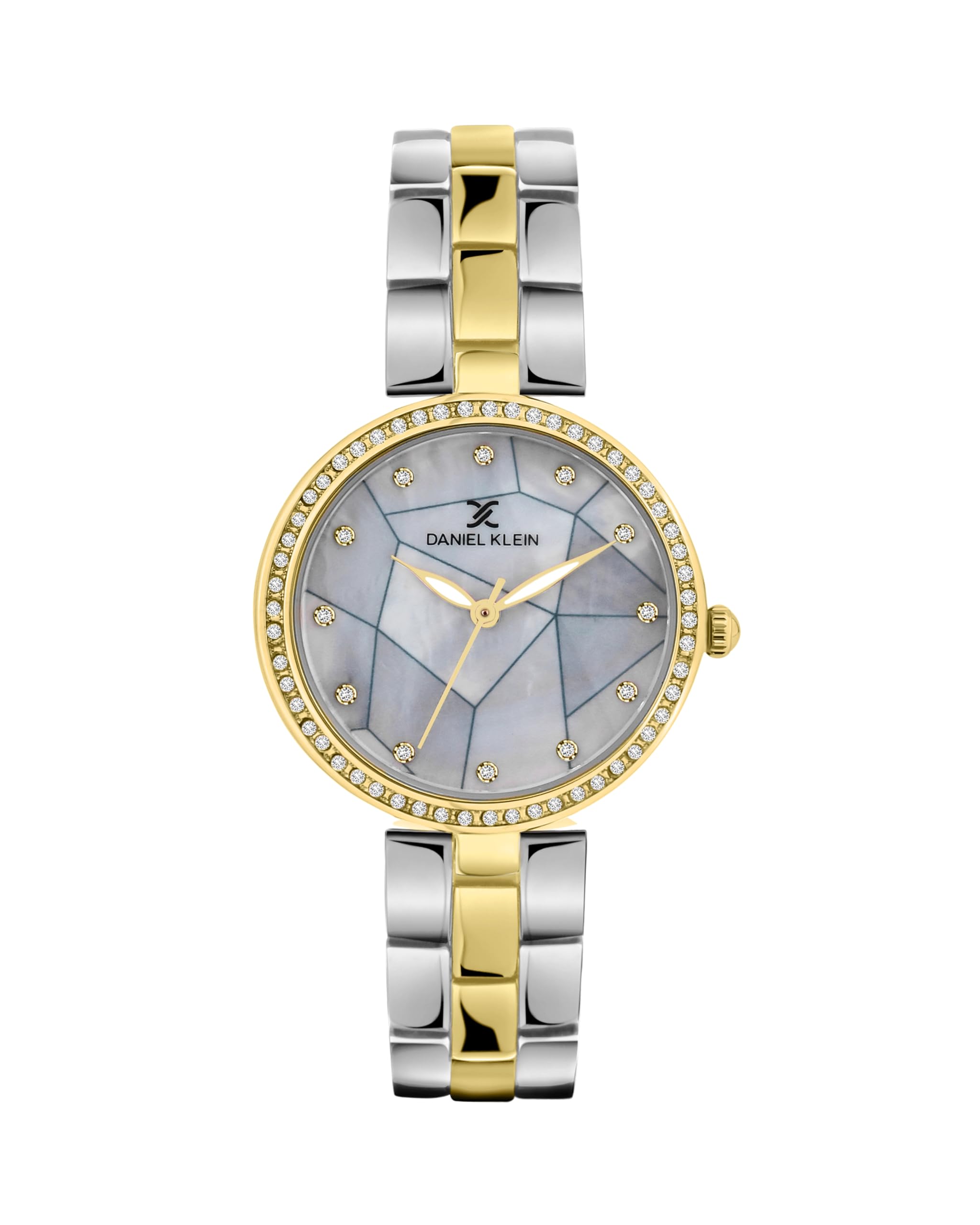 Gold and Silver Strap with Gold Stone Studded Women Premium Watch - DK.1.14019-4-image-41