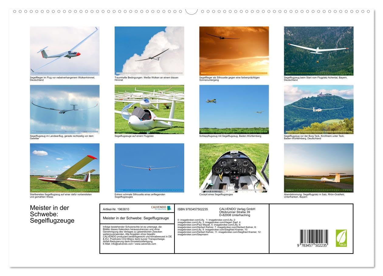 Meister in der Schwebe: Segelflugzeuge (hochwertiger Premium Wandkalender 2026 DIN A2 quer), Kunstdruck in Hochglanz: Segelflieger: Die Nachfahren Otto Lilienthals (CALVENDO Mobilitaet)