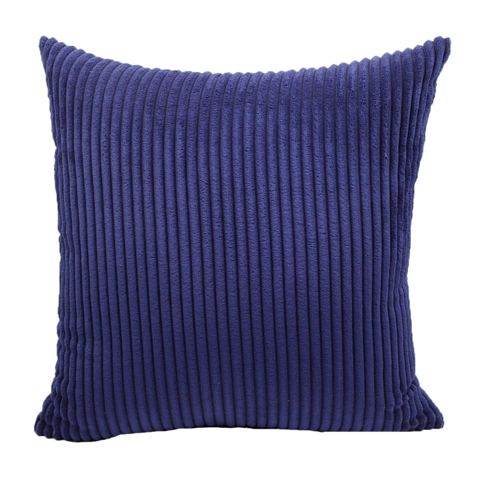 BFLCWSTD Cushion Covers Corduroy Striped Throw Pillow Cover Solid Color Cushion Home Decor(Deep Blue,50X70CM)