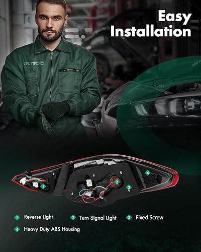 Miniatura 3 de SCITOO Par de montaje de luz trasera LED para Hyundai Sonata 2011-2014 Conjunto de lámpara trasera