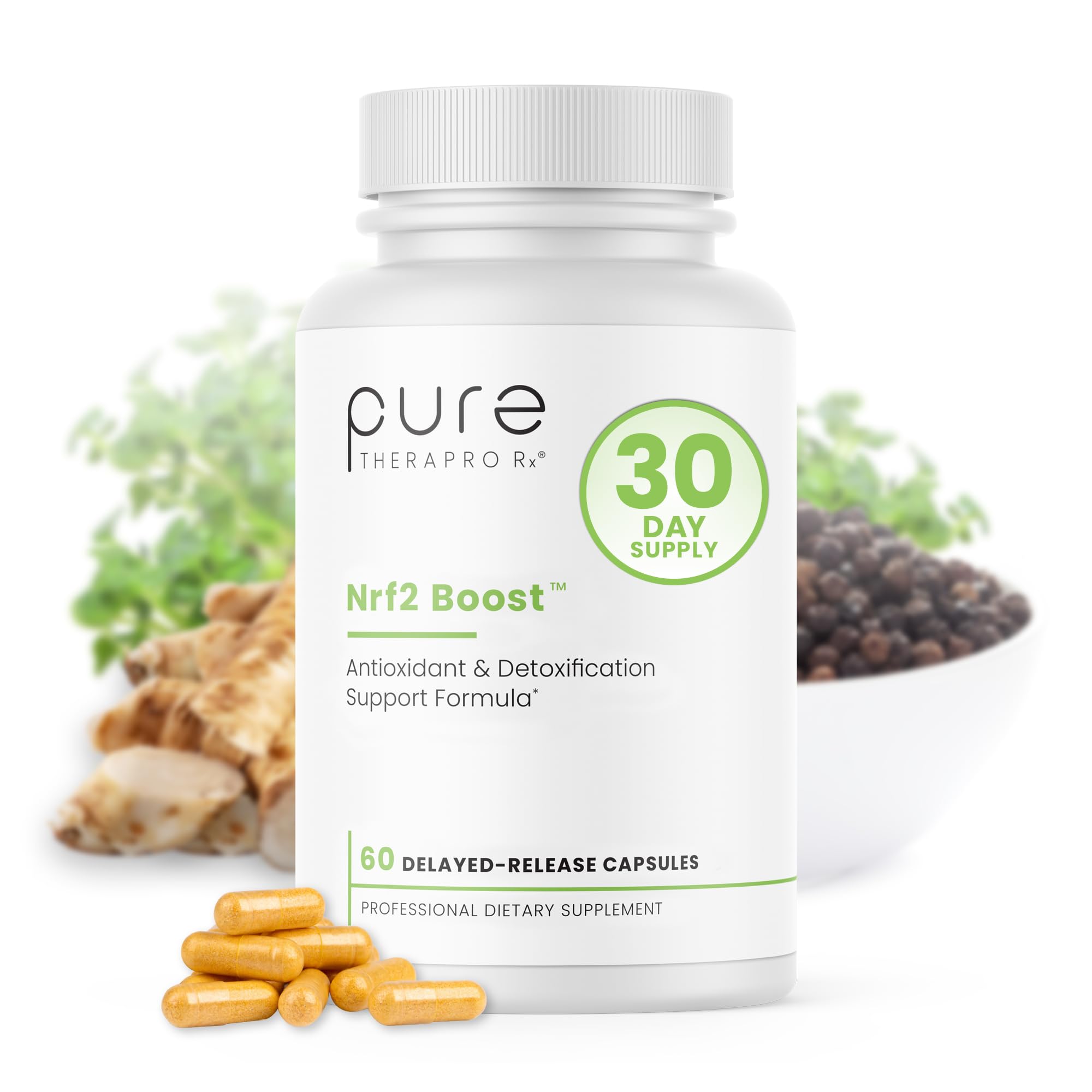 Nrf2 Boost - NRF-2 Activator with Patented Sulforaphane, Curcumin, Green Tea & Trans-Pterostilbene | Antioxidant Supplement to Reduce Oxidative Stress, Made in USA (60 Vegan Capsules)