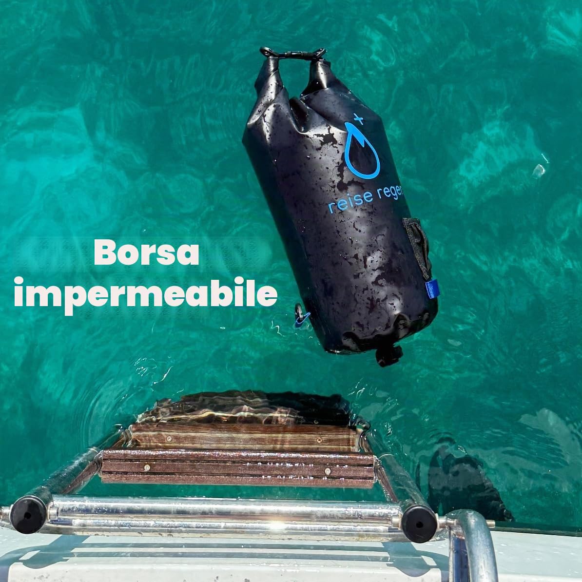 meinMonsun – Doccia da campeggio – Doccia solare portatile e drybag impermeabile – rinfrescante in viaggio e festival – bagaglio sicuro – Crowdfunding e design in Germania