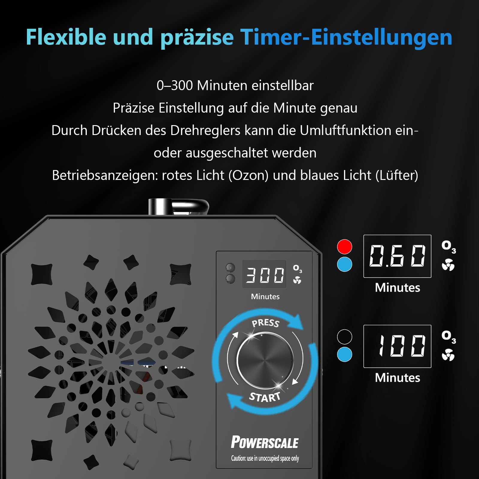 PowerScale OZB1 Generador de ozono comercial 90.000 mg/h – Purificador de aire industrial de ozono para eliminar olores, desinfección y esterilización para grandes espacios y oficinas (90,000 mg/h)