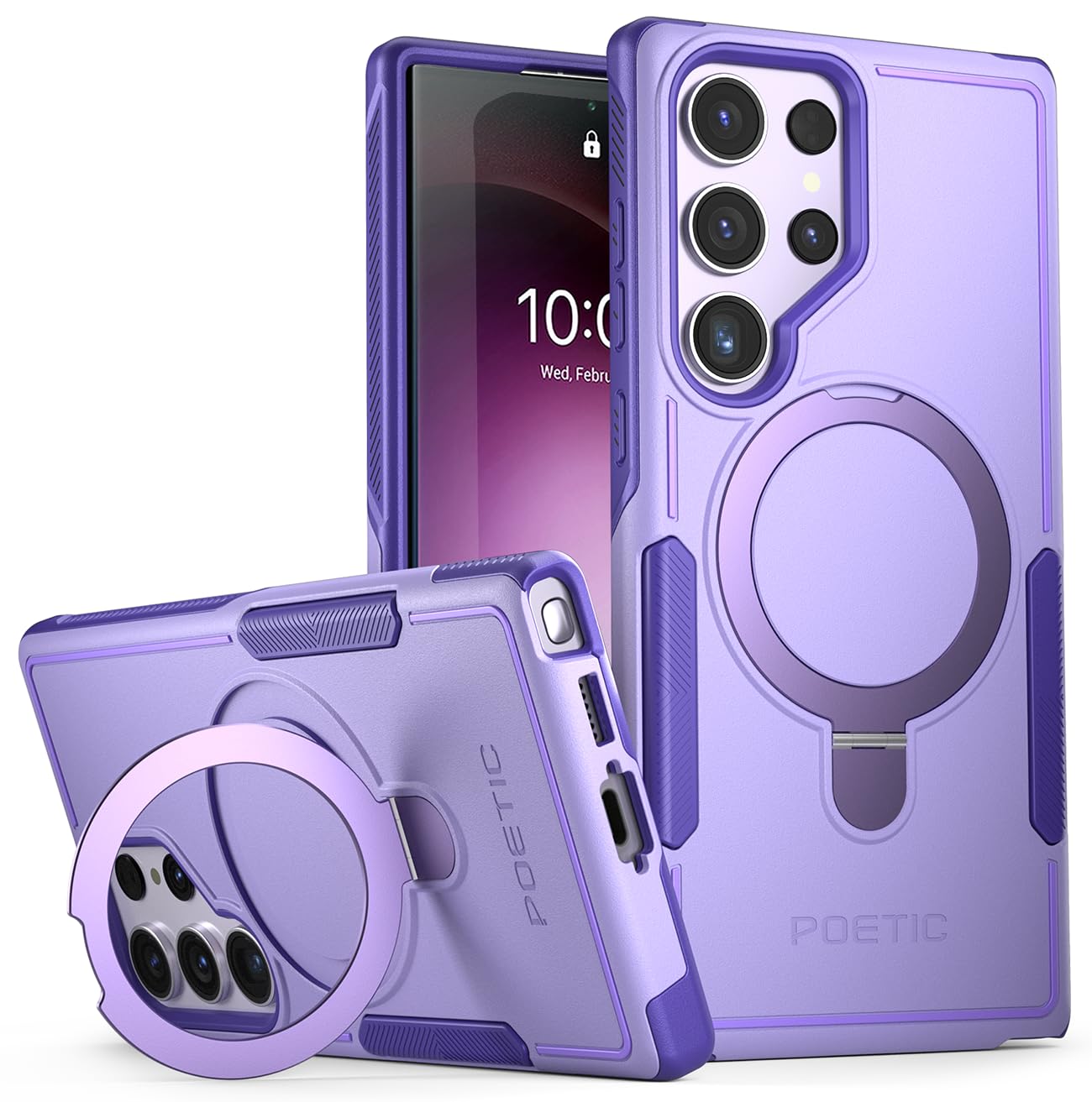 Poetic Neon MagPro Case Designed for Samsung Galaxy S23 Ultra / S22 Ultra 5G 6.8 inch,[Compatible with MagSafe] Dual Layer Heavy Duty Tough Rugged Shockproof Protective, Magnetic Ring Stand, Purple