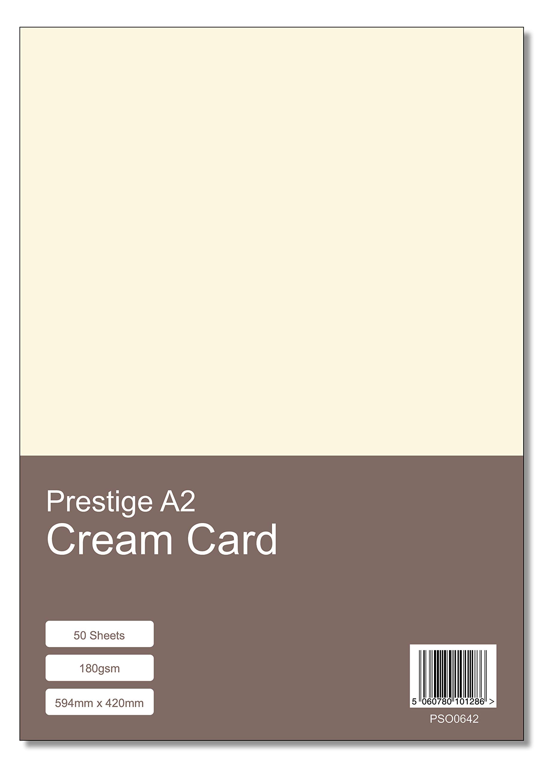 Prestige A2 Cream 180gsm Craft Card x 50 Sheets - (594mm x 420mm)