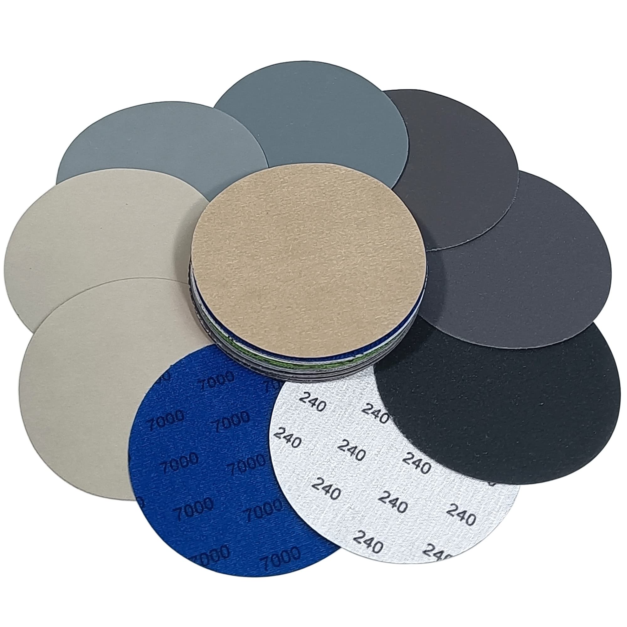 Rouswee 50 PCS 5 Inch Sanding Discs Assortment - #120 To #2000 Grit, 8 Holes Hook & Loop For Orbital Sander