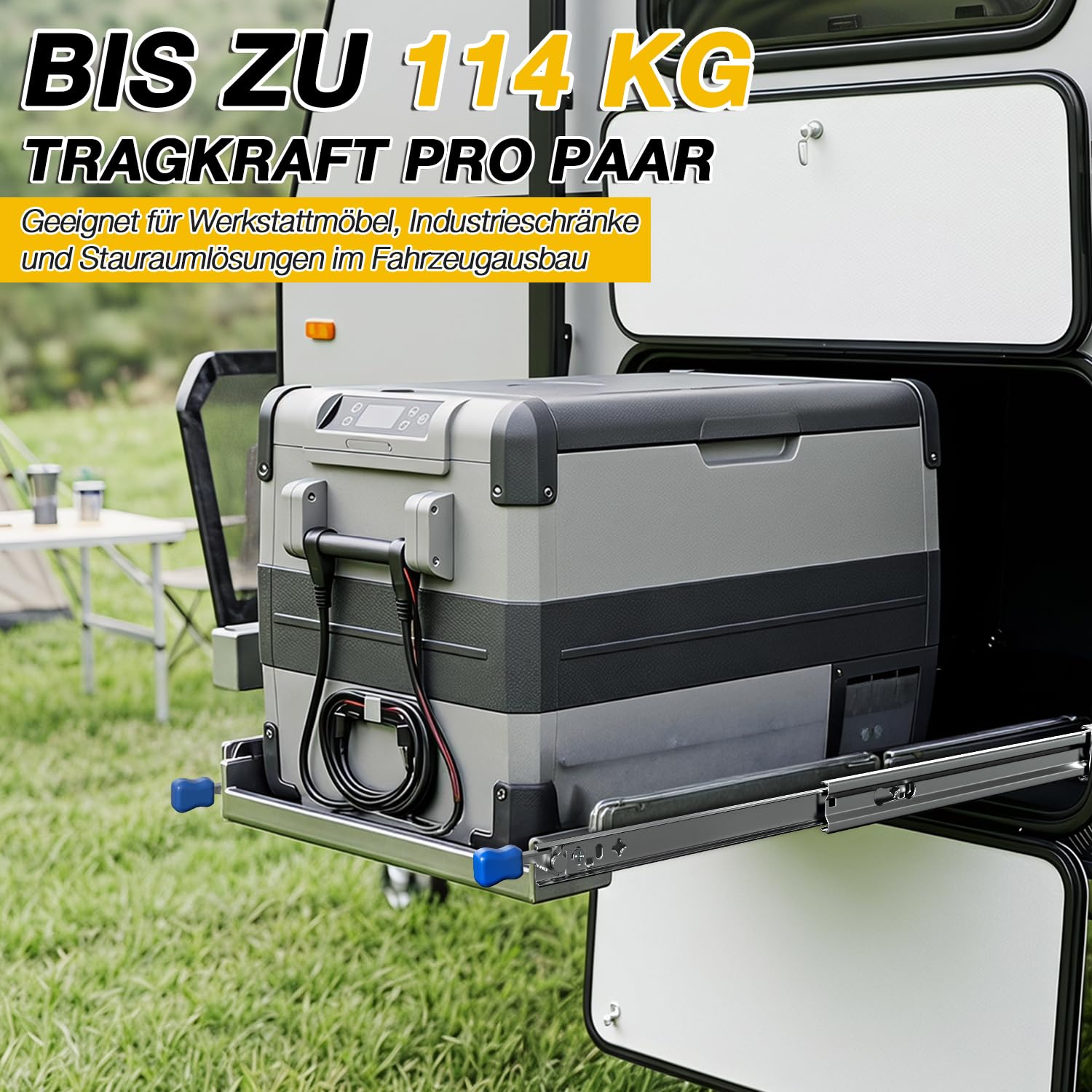 Wyciąg do dużych obciążeń 550 mm pełny wysuw, blokada, do 114 kg, 1