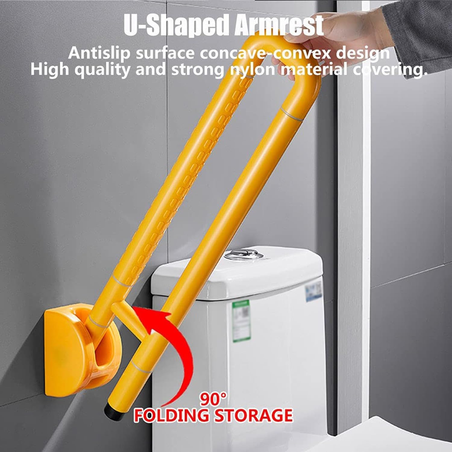 Barra Minusvalidos Baño,Barra De Apoyo Para Inodoro Barra De Seguridad Inoxidable Antideslizantes Puede Soporta 100Kg Para Ancianos,Embarazadas Y Discapacitados,Abatible,Soporte Para Baño B,75CM