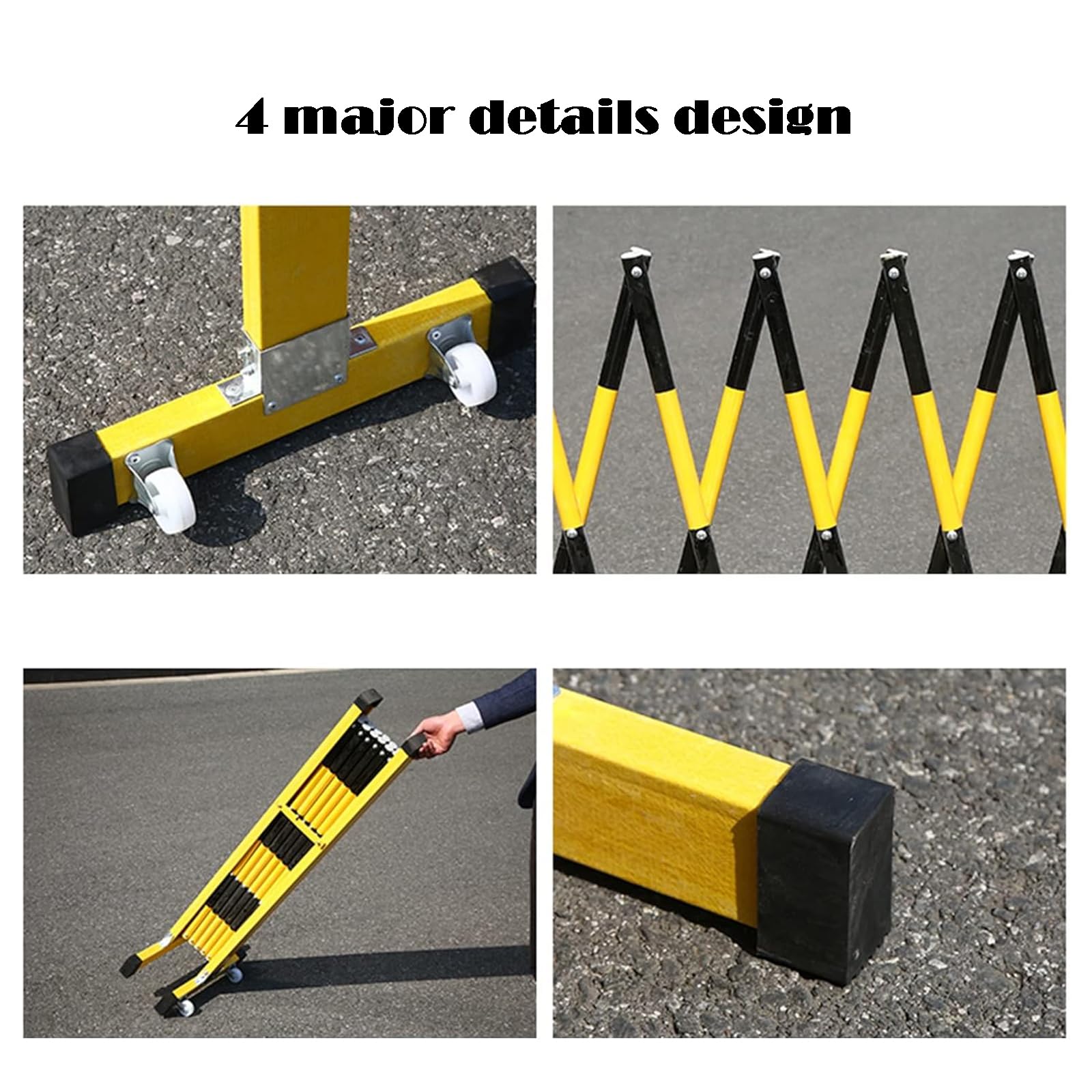 Barrière de sécurité Mobile rétractable en métal, barrière de sécurité Pliable et Portable avec 2 Roues, pour la régulation temporaire de la Circulation (Taille : 13 Pied
