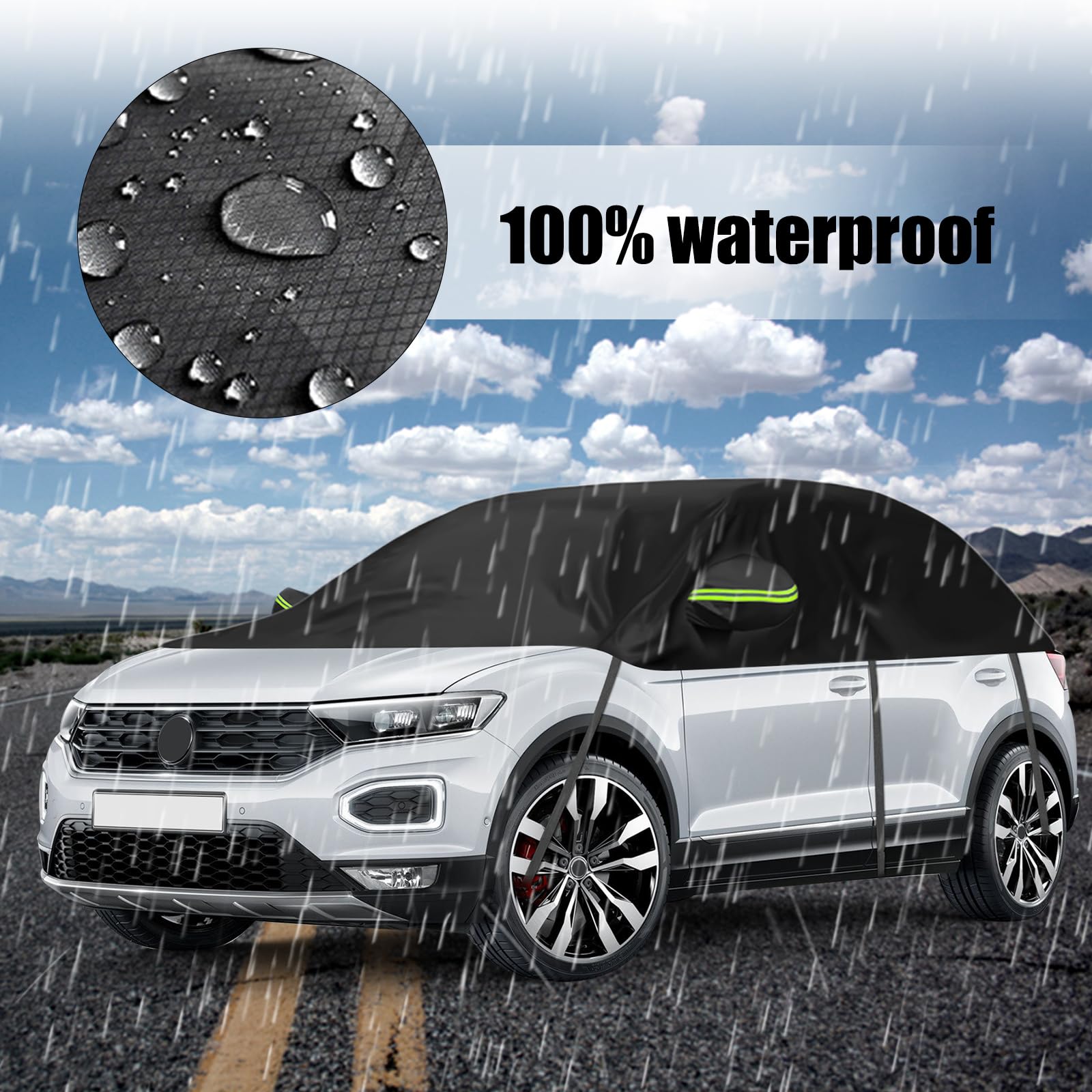 Uniwersalny wodoodporny pokrowiec na samochód do SUV 361 x 150 x 54 cm, wymienny miękki pokrowiec na dach samochodowy do VW Tiguan SWB/T-ROC/Peugeot 2008/3008, pół-garaż